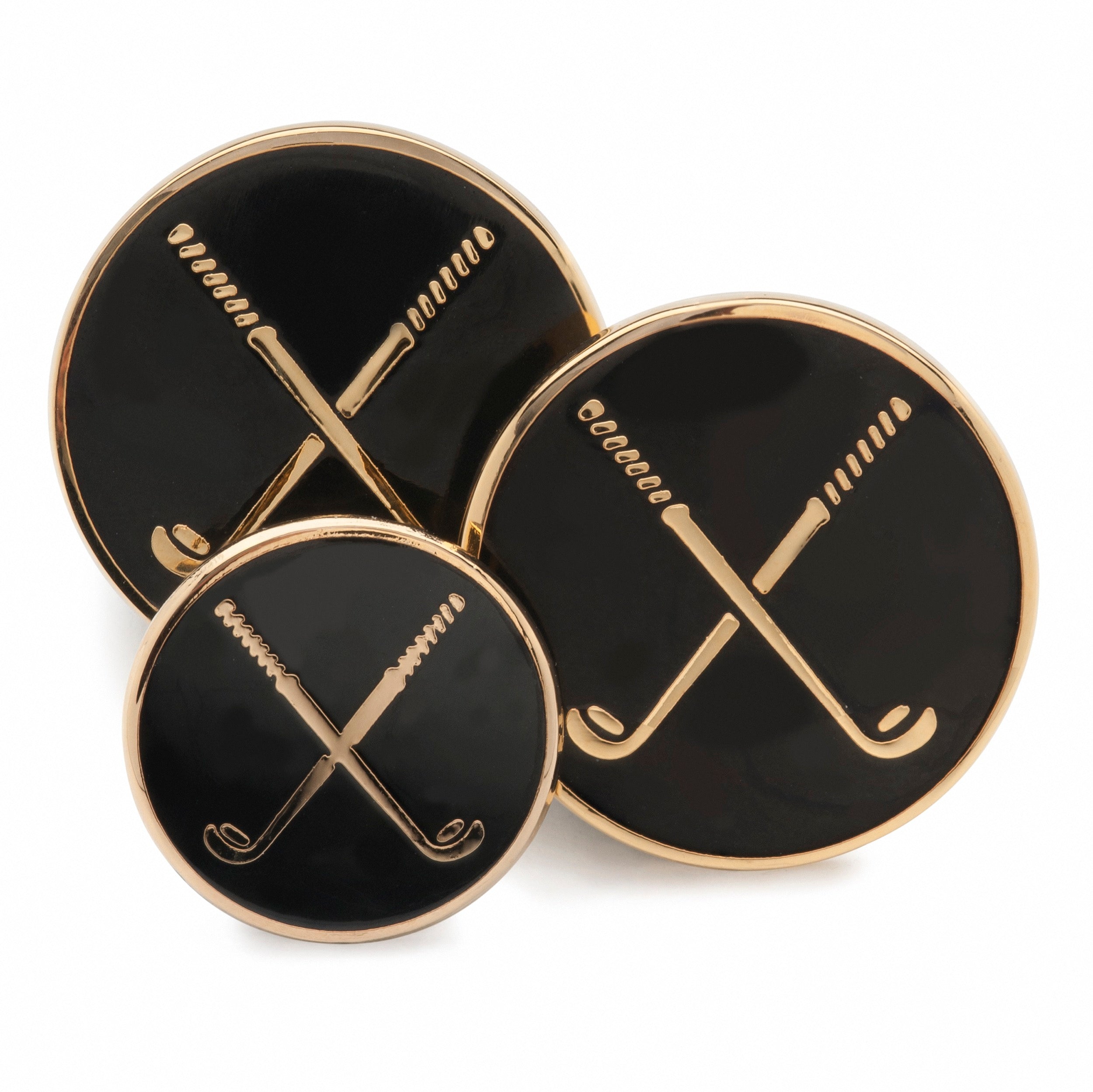 Golf Clubs (Black Enamel) Blazer Button Set