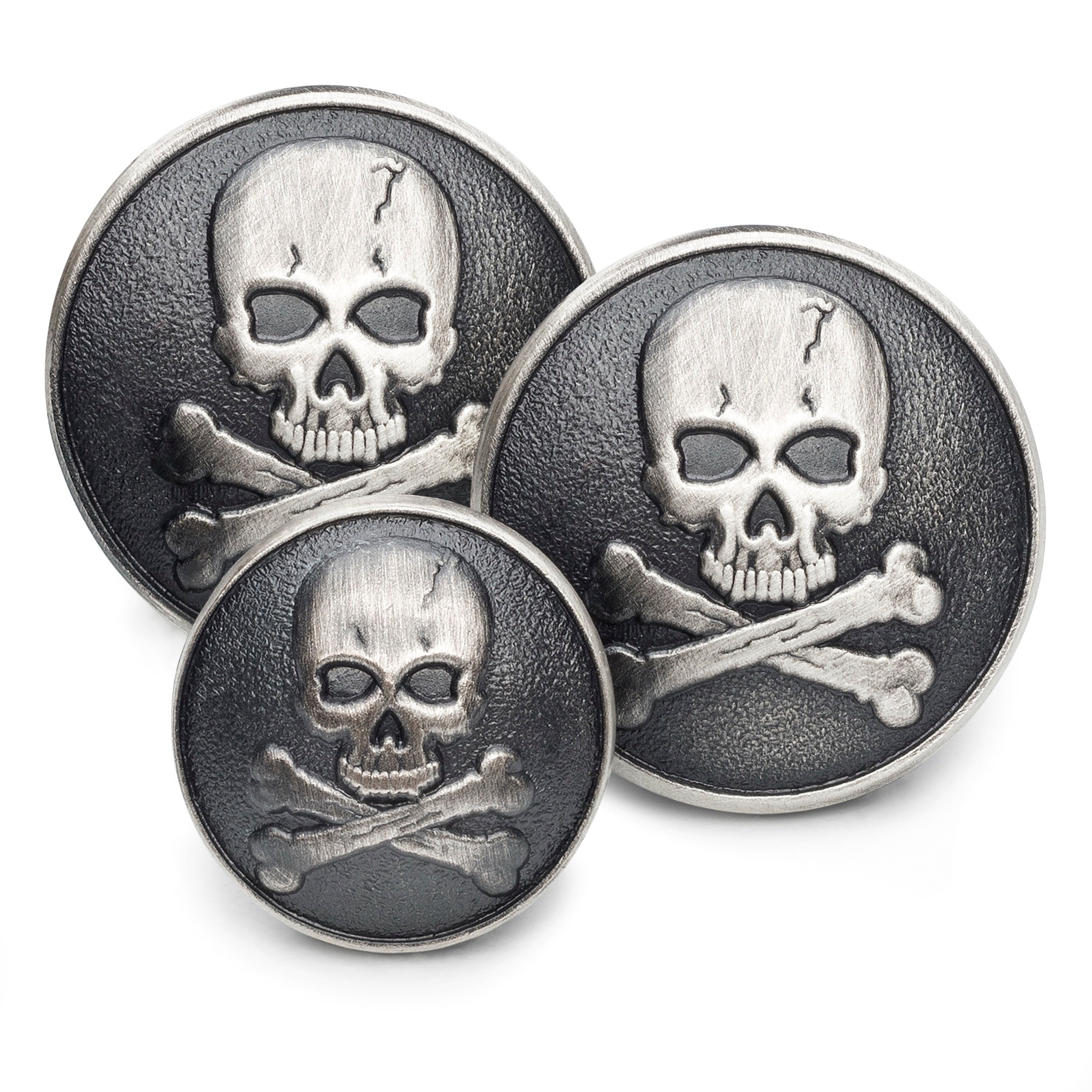 Skull & Crossbones Blazer Button In Antique Silver