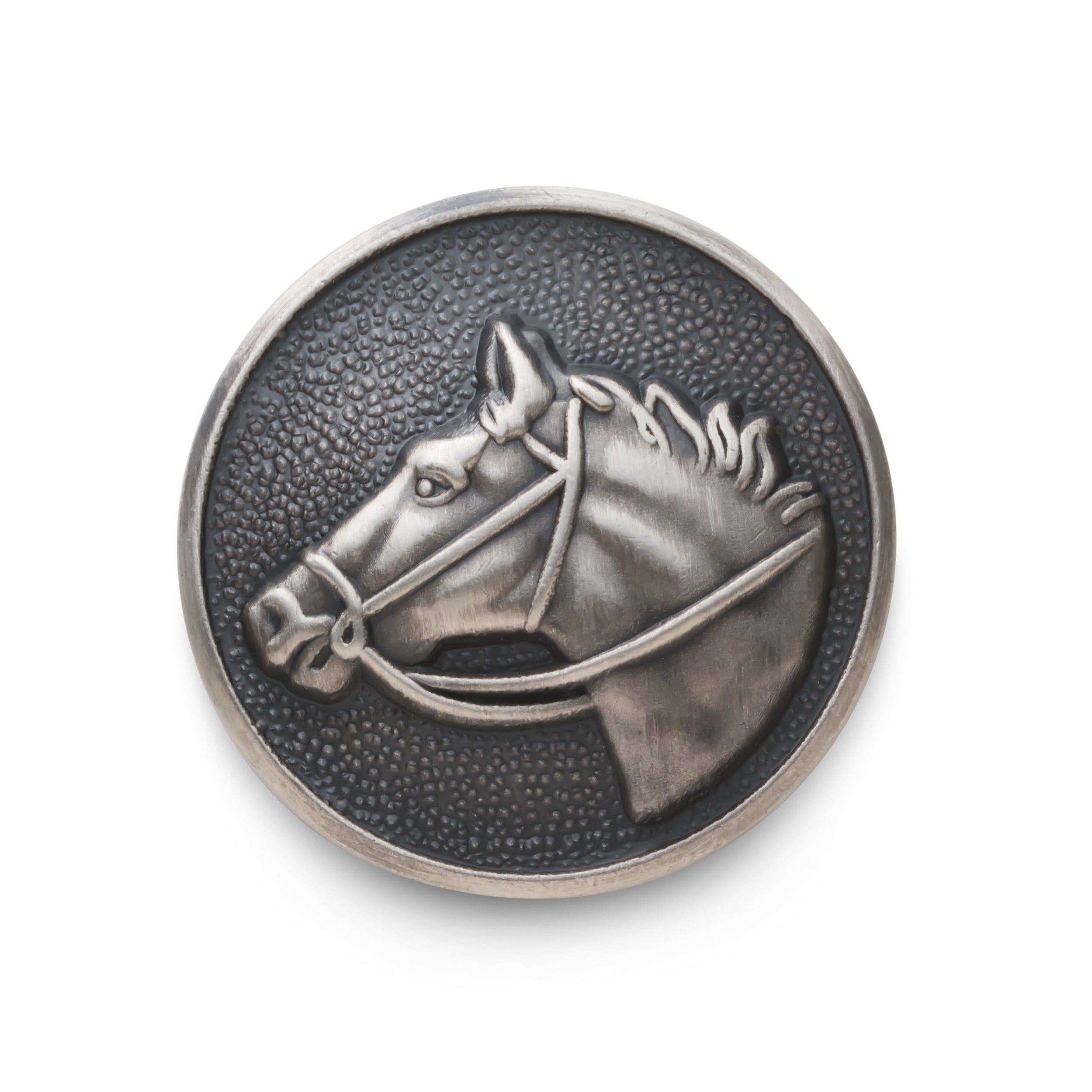 Horse Head Blazer Button In Antique Silver