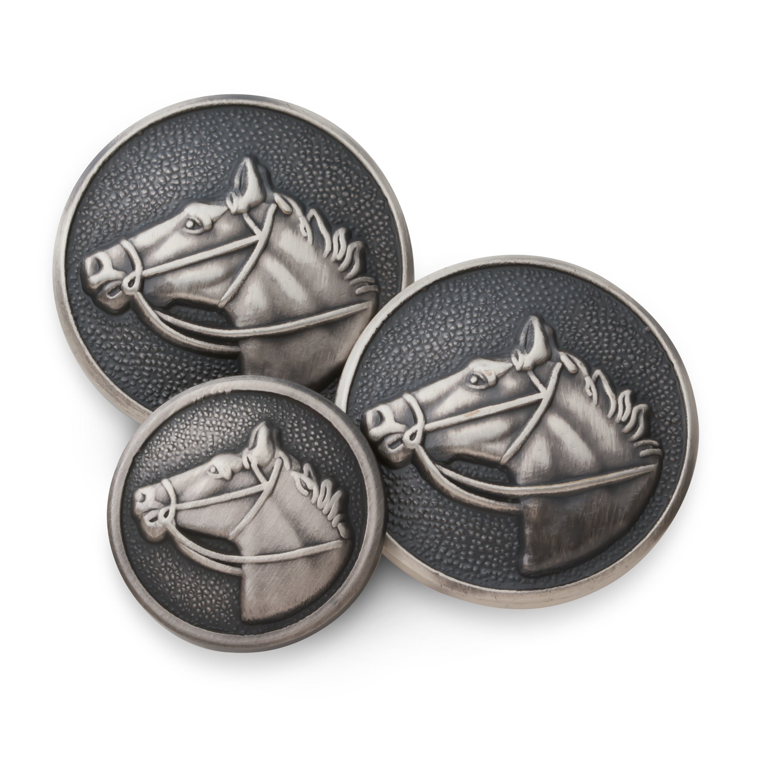 Horse Head Blazer Button Set In Antique Silver