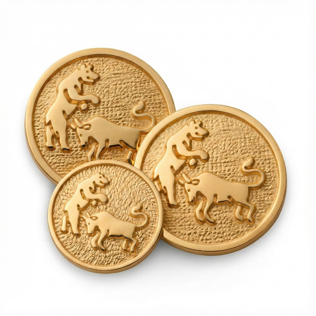 Bull And Bear Blazer Button Set In Gold