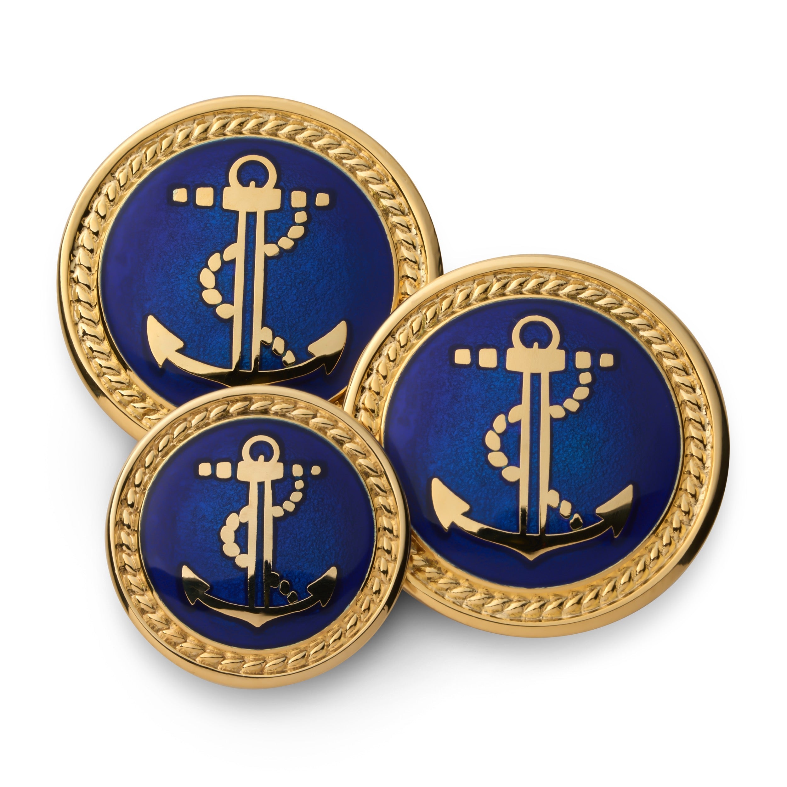 Anchor Blazer Button Set In Gold And Royal Blue