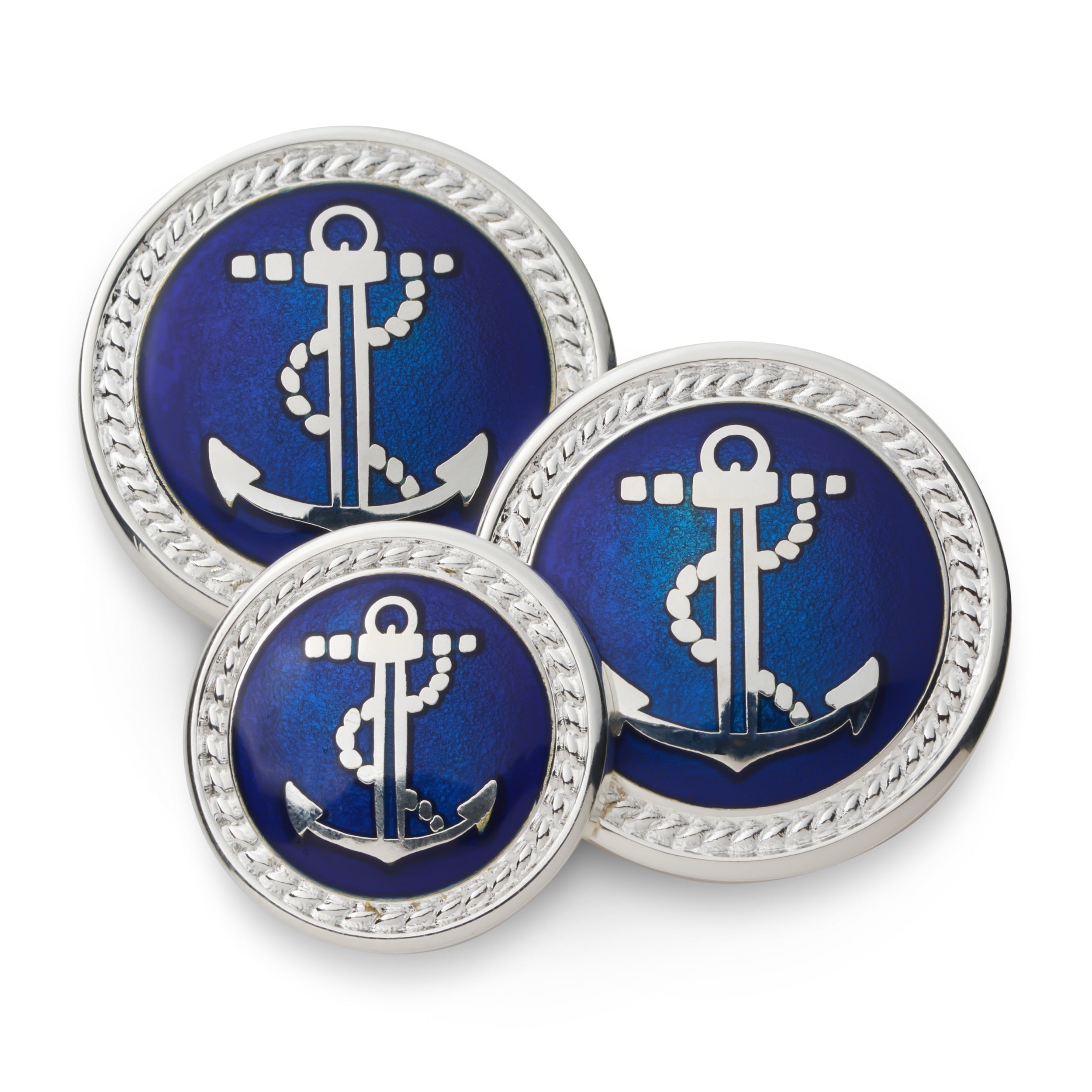 Anchor Blazer Button In Silver And Royal Blue