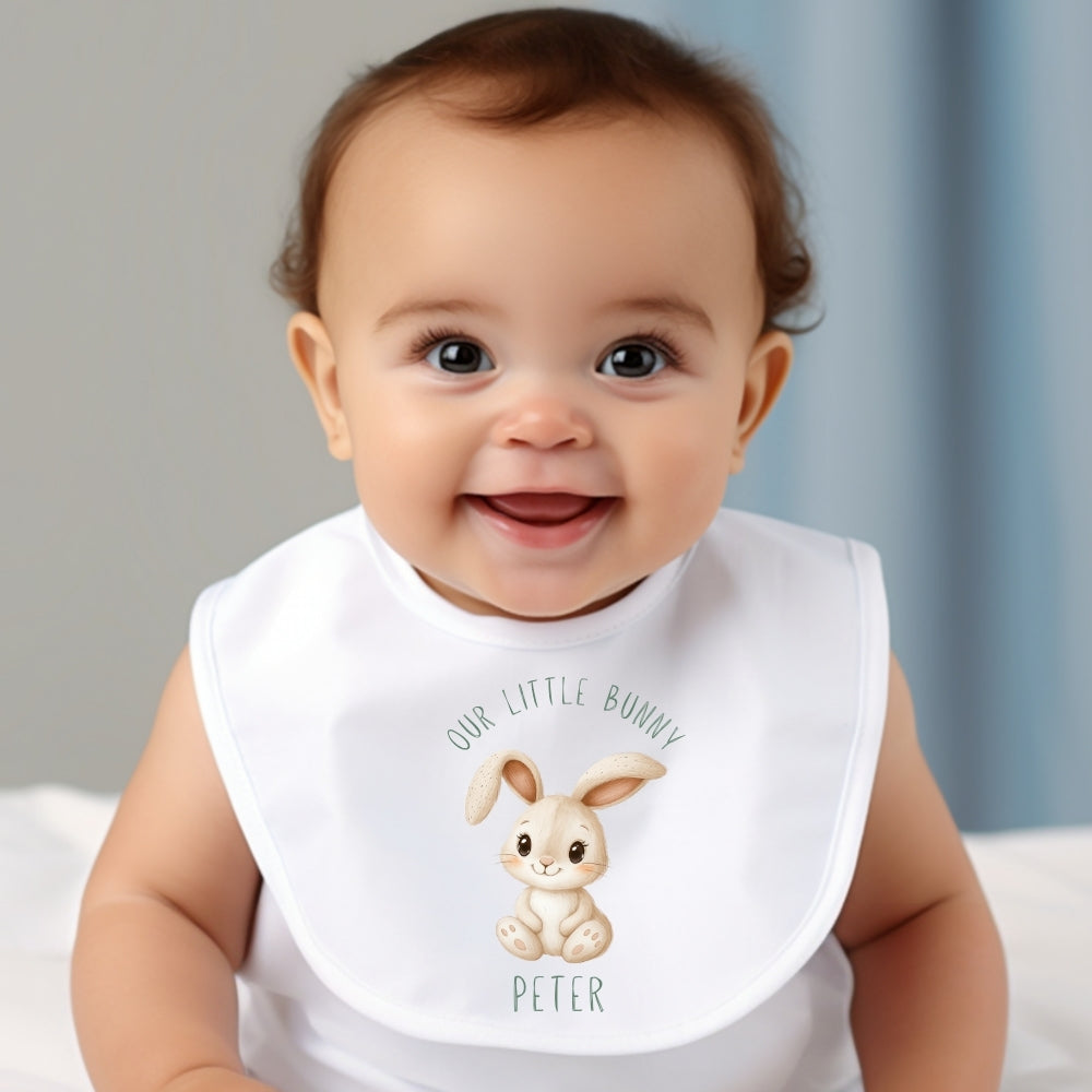 Personalised Little Bunny Baby Grow, Vest or Bib with Name