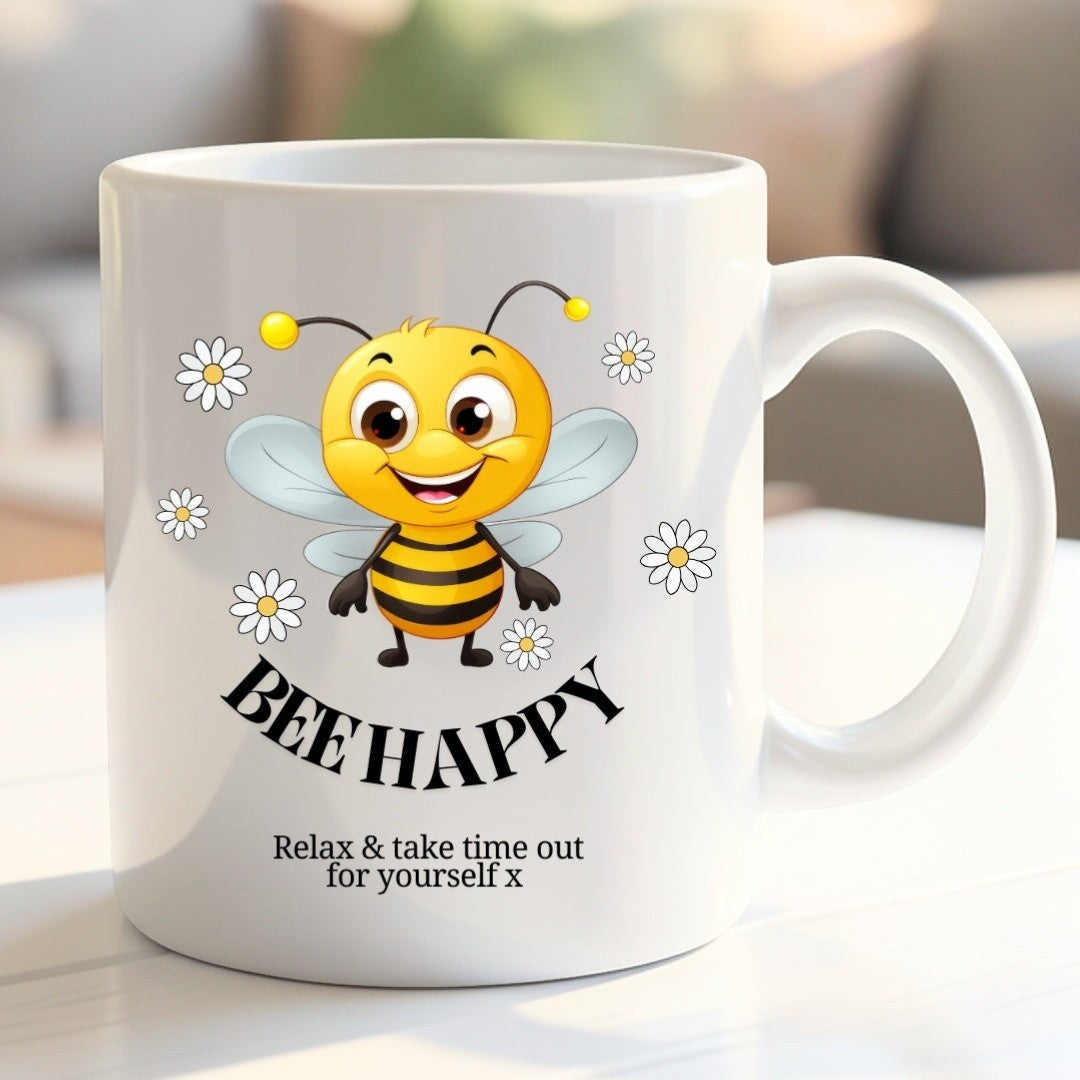Personalised Bee Happy Mug | Gift for Friend, Sister
