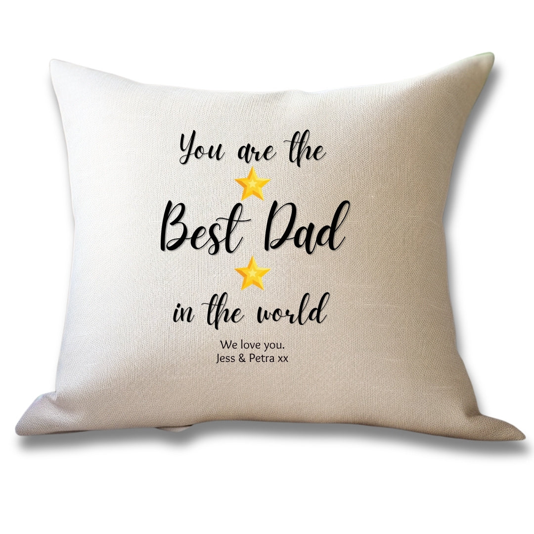 Personalised Best Dad Stars Cushion – Birthday Father's Day Gift