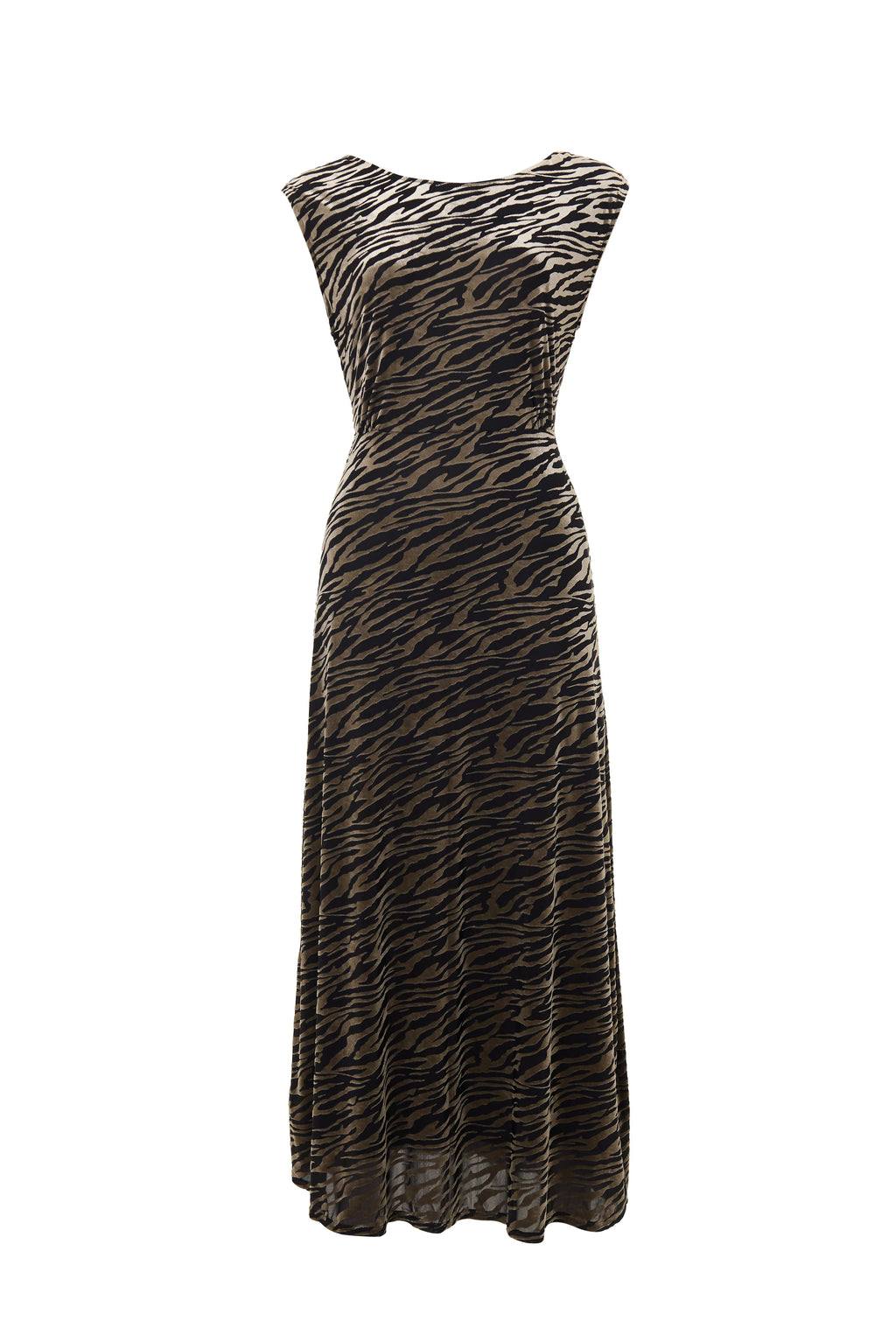 Beyla Zebra Devorie V-Back Midaxi Dress