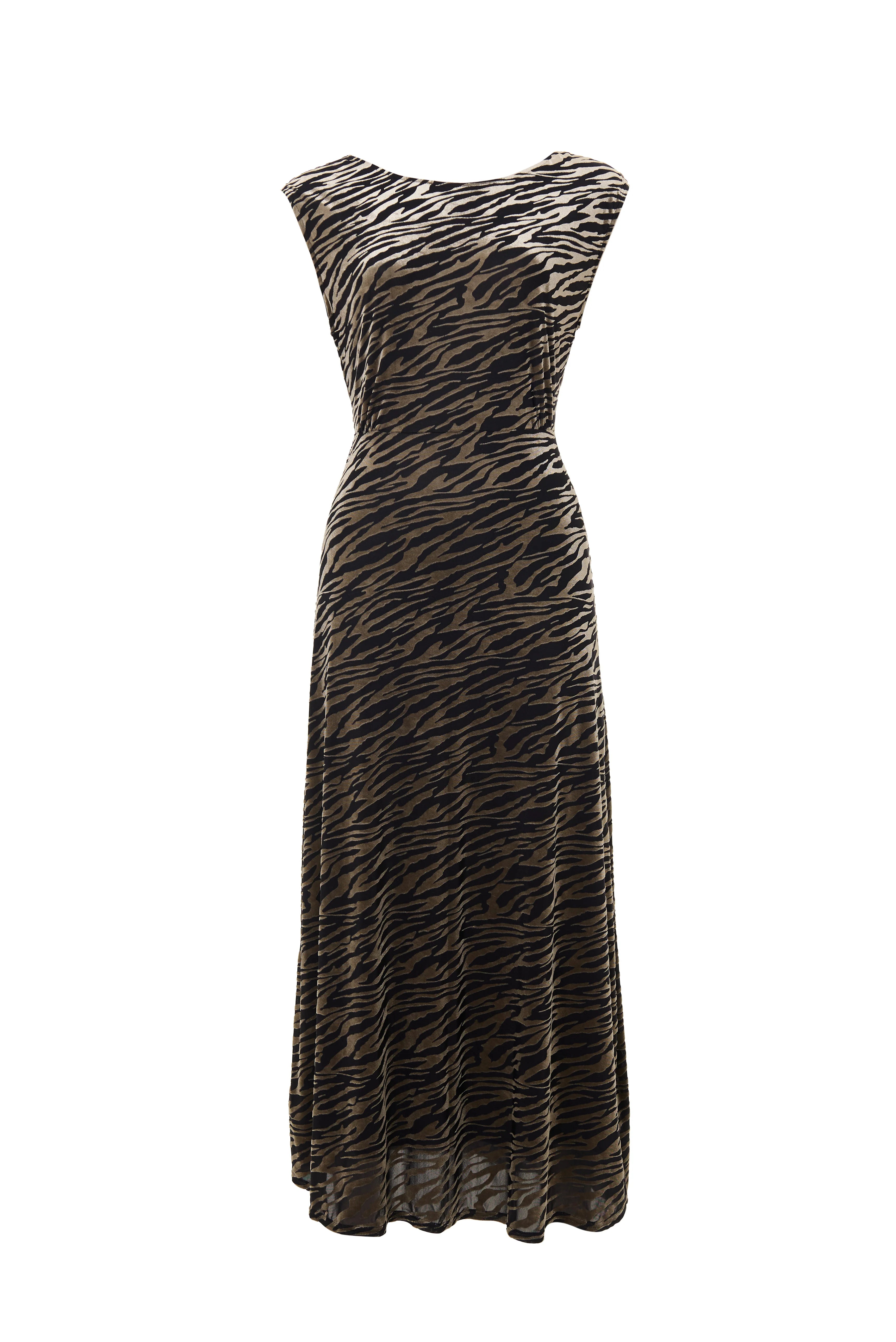Beyla Zebra Devorie V-Back Midaxi Dress