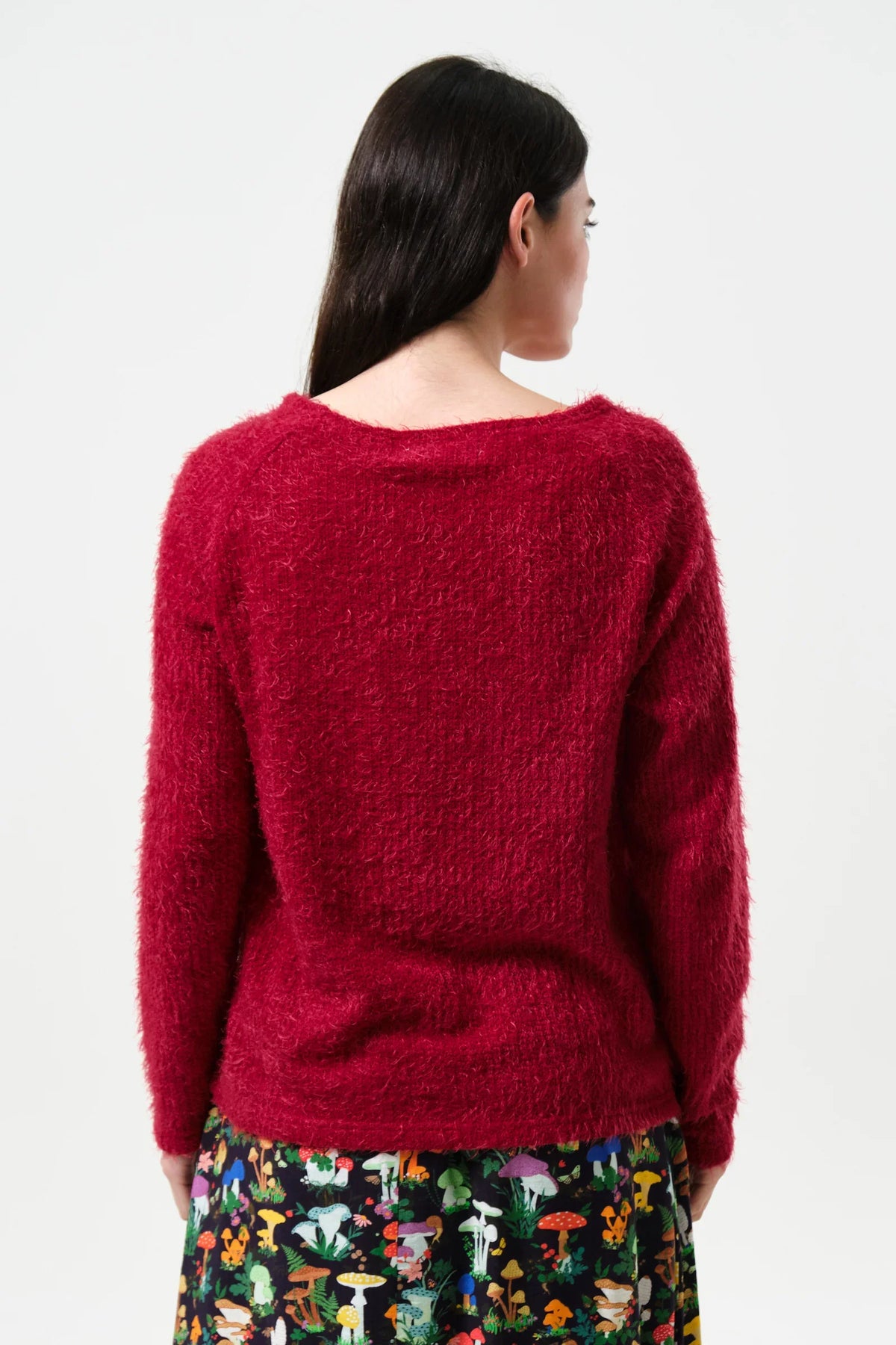 Blanka Eyelash Long Sleeve Jumper - Red