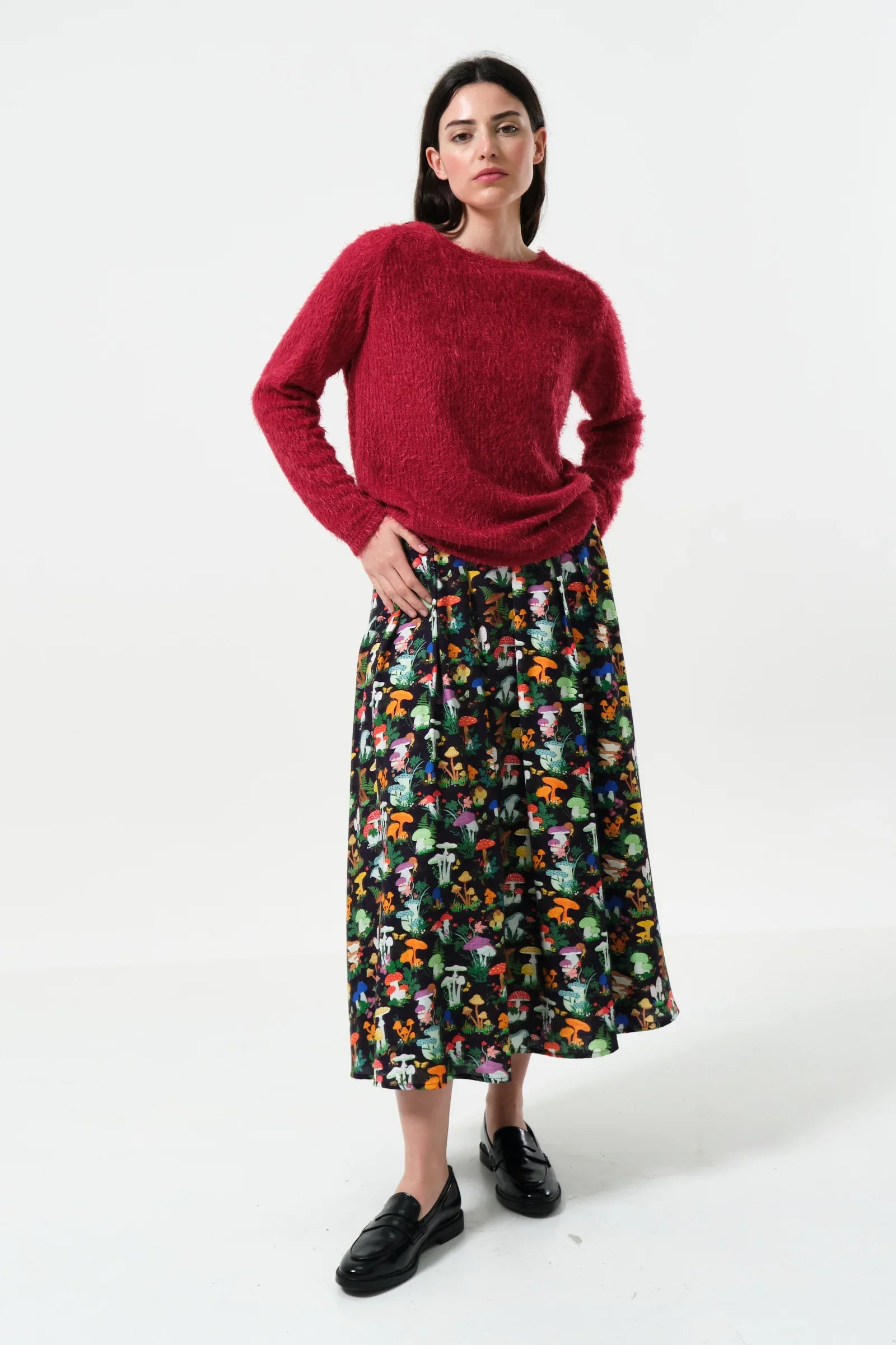 Blanka Eyelash Long Sleeve Jumper - Red