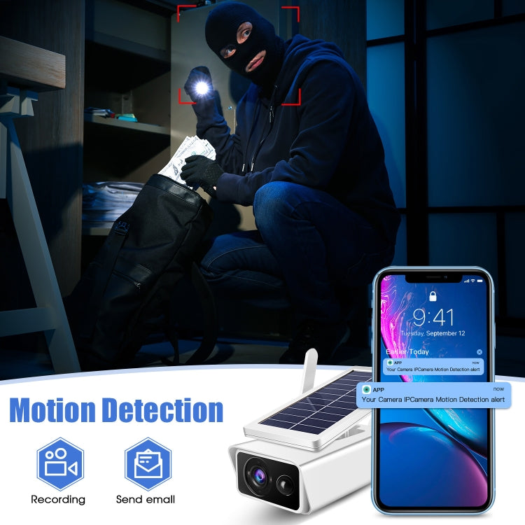 T13-2 1080P HD Solar Powered 2.4GHz WiFi Security Camera without Battery, Support Motion Detection, Night Vision, Two Way Audio, TF Card