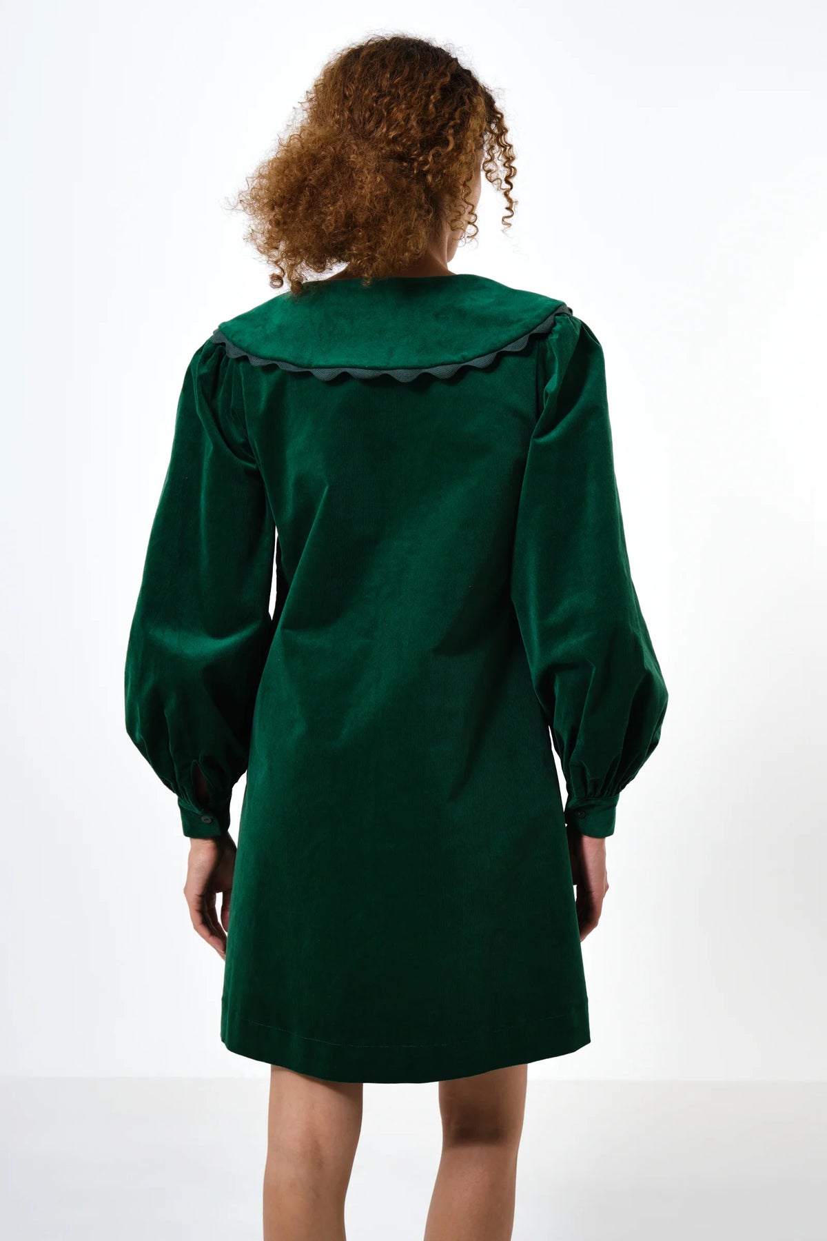 Bonny Baby cord Long Sleeve Mini Dress - Dark Green