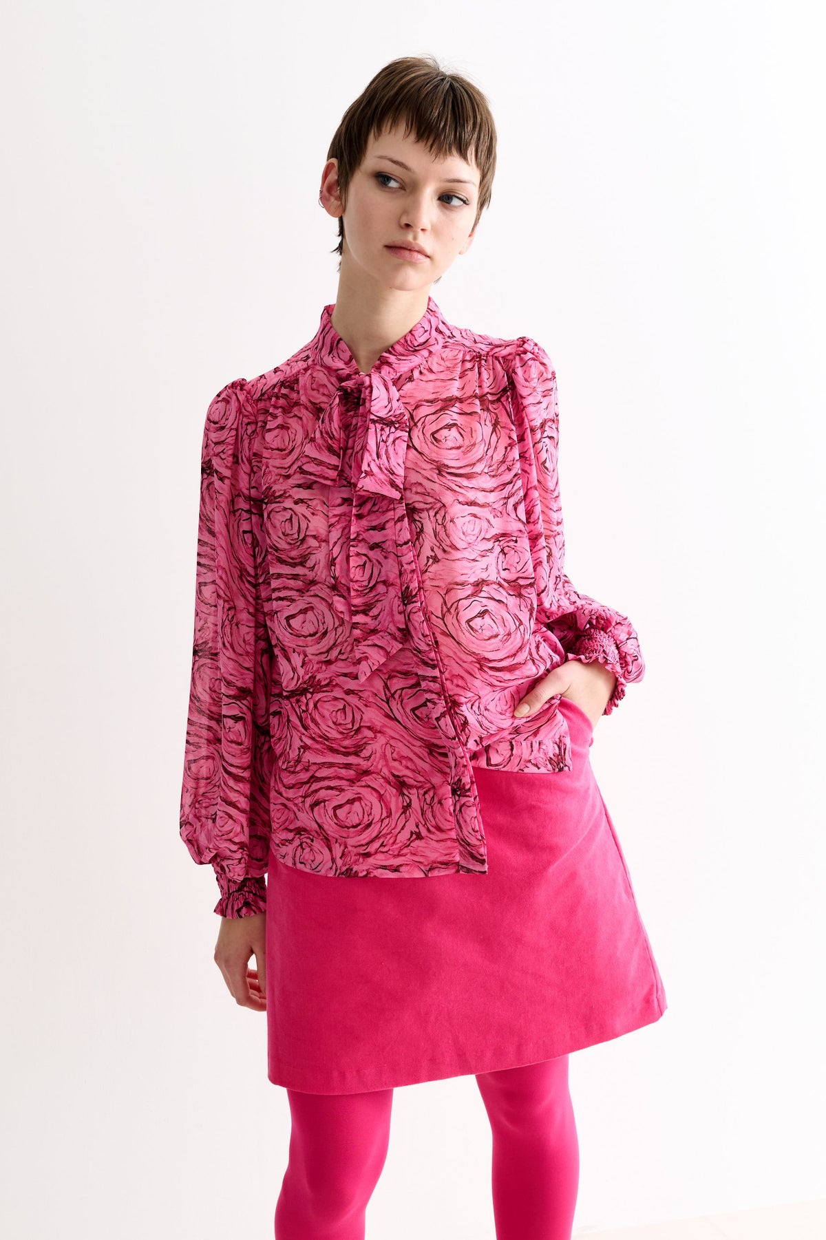 Boo Rosechild Tie Neck Blouse - Pink