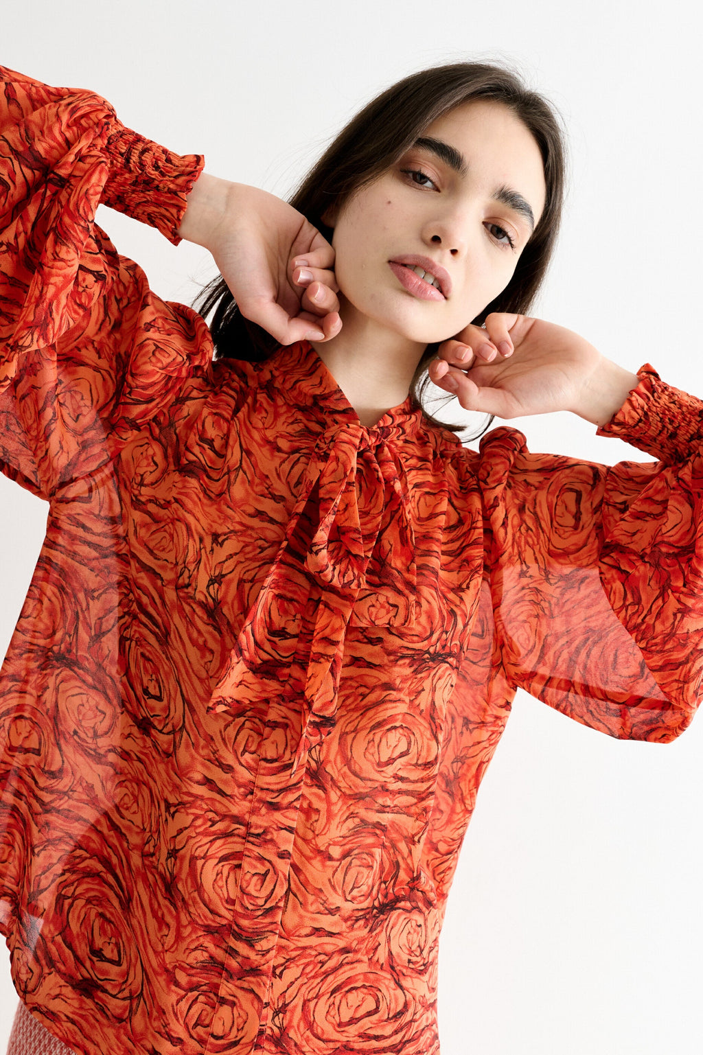 Boo Rosechild Tie Neck Blouse - Apricot