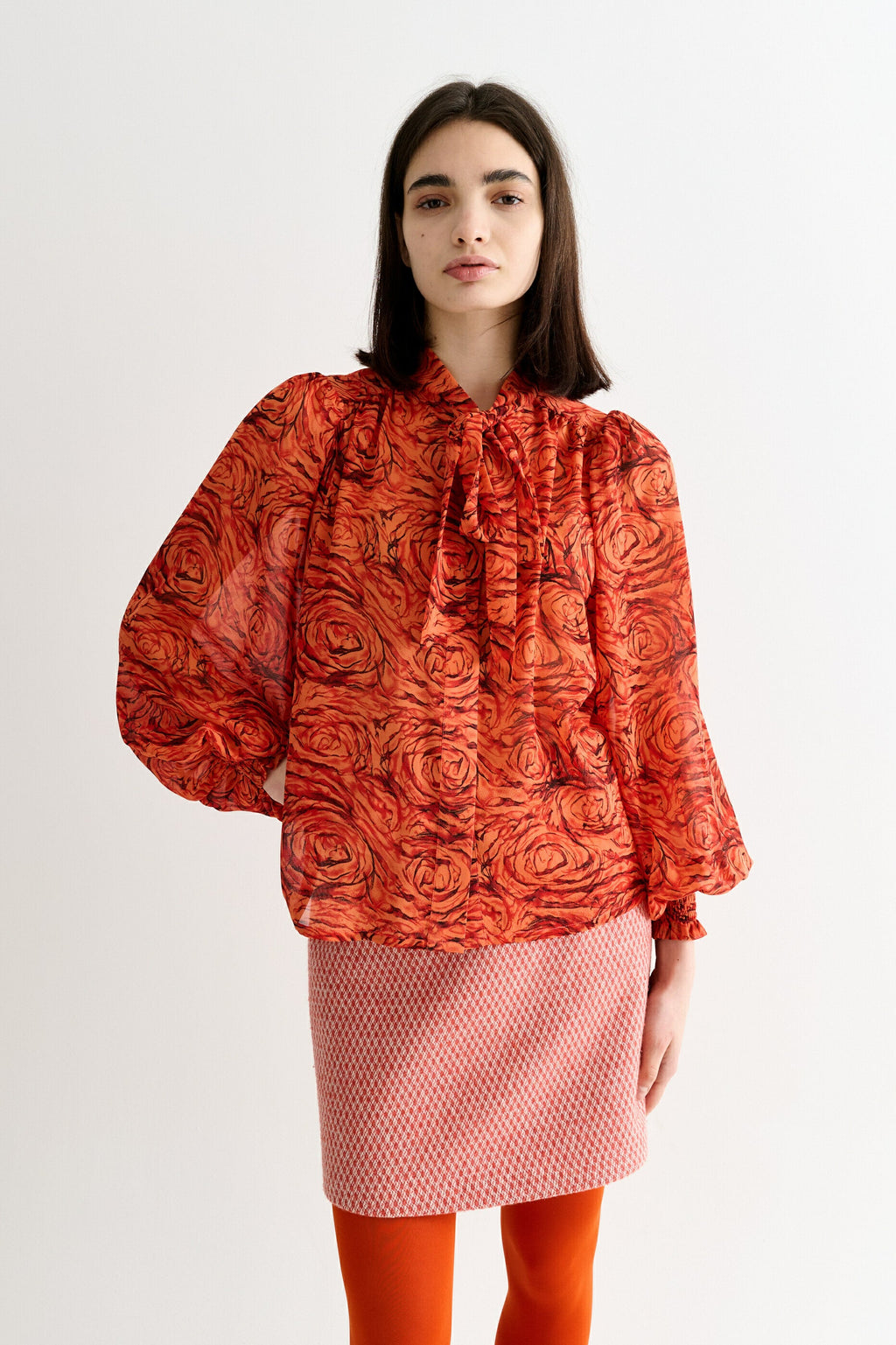 Boo Rosechild Tie Neck Blouse - Apricot