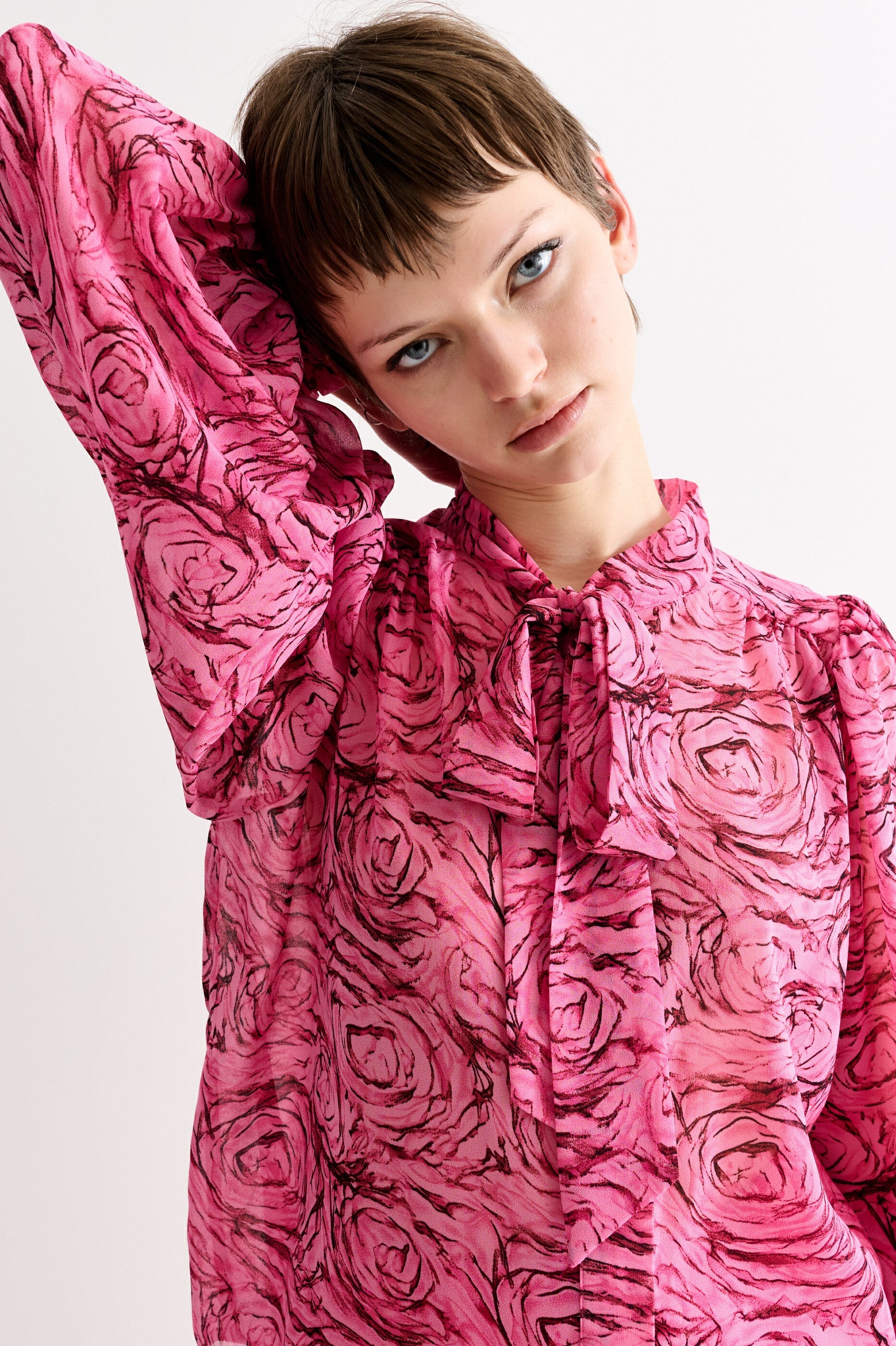 Boo Rosechild Tie Neck Blouse - Pink