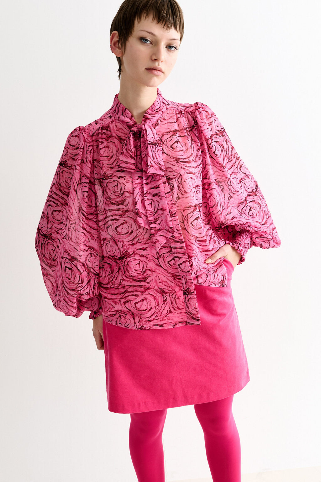 Boo Rosechild Tie Neck Blouse - Pink