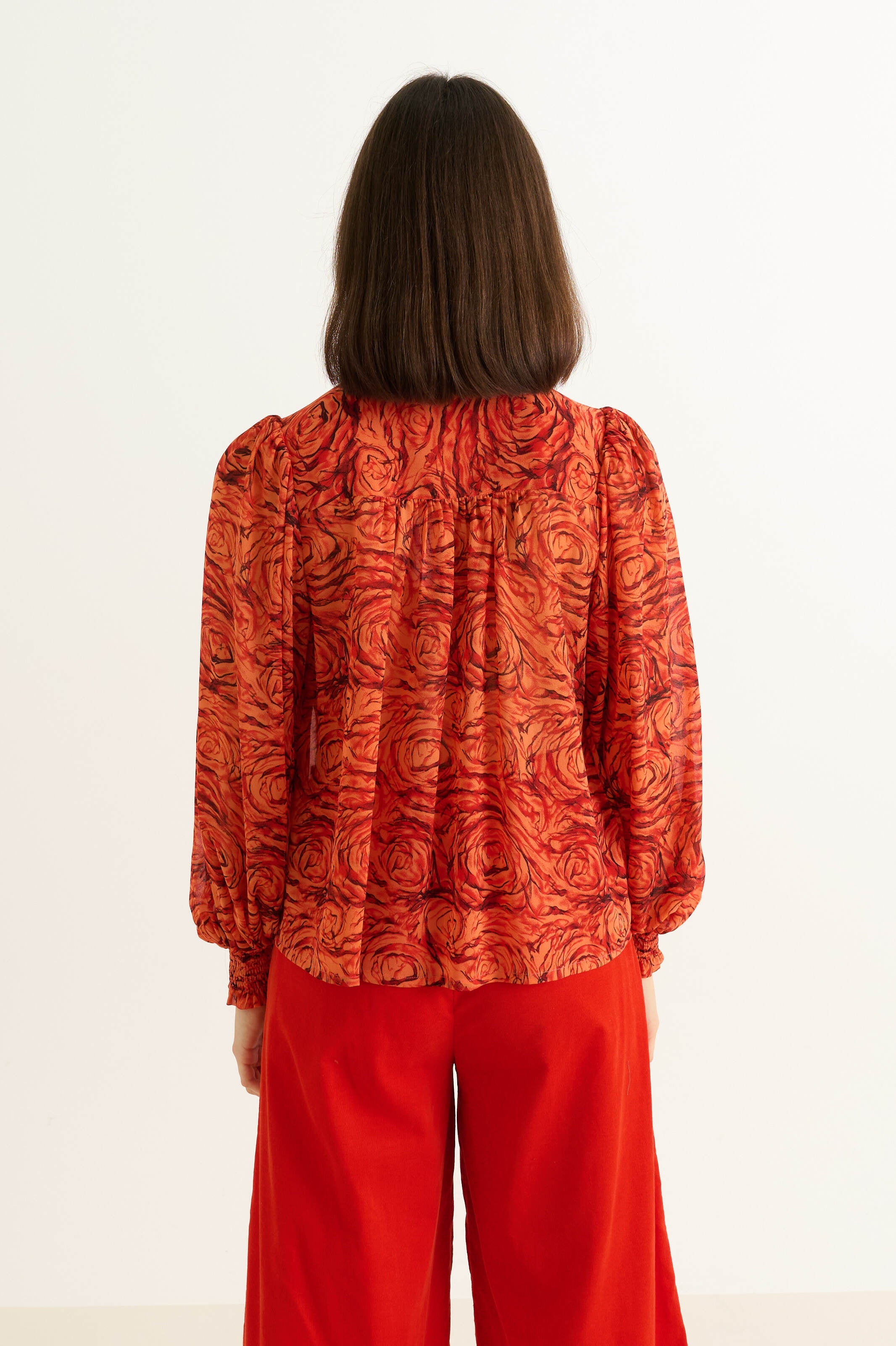 Boo Rosechild Tie Neck Blouse - Apricot
