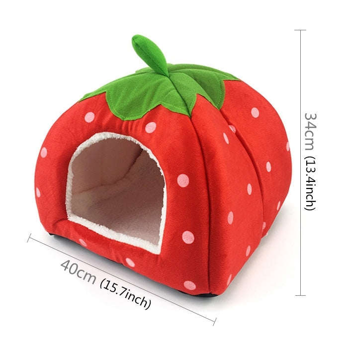 Strawberry Shaped Foldable Short Plush Pet House Nest, Size: L, Pink, Size L, Blue, Size L, Purple, Size L, Dark Blue, Size L, Red, Size L