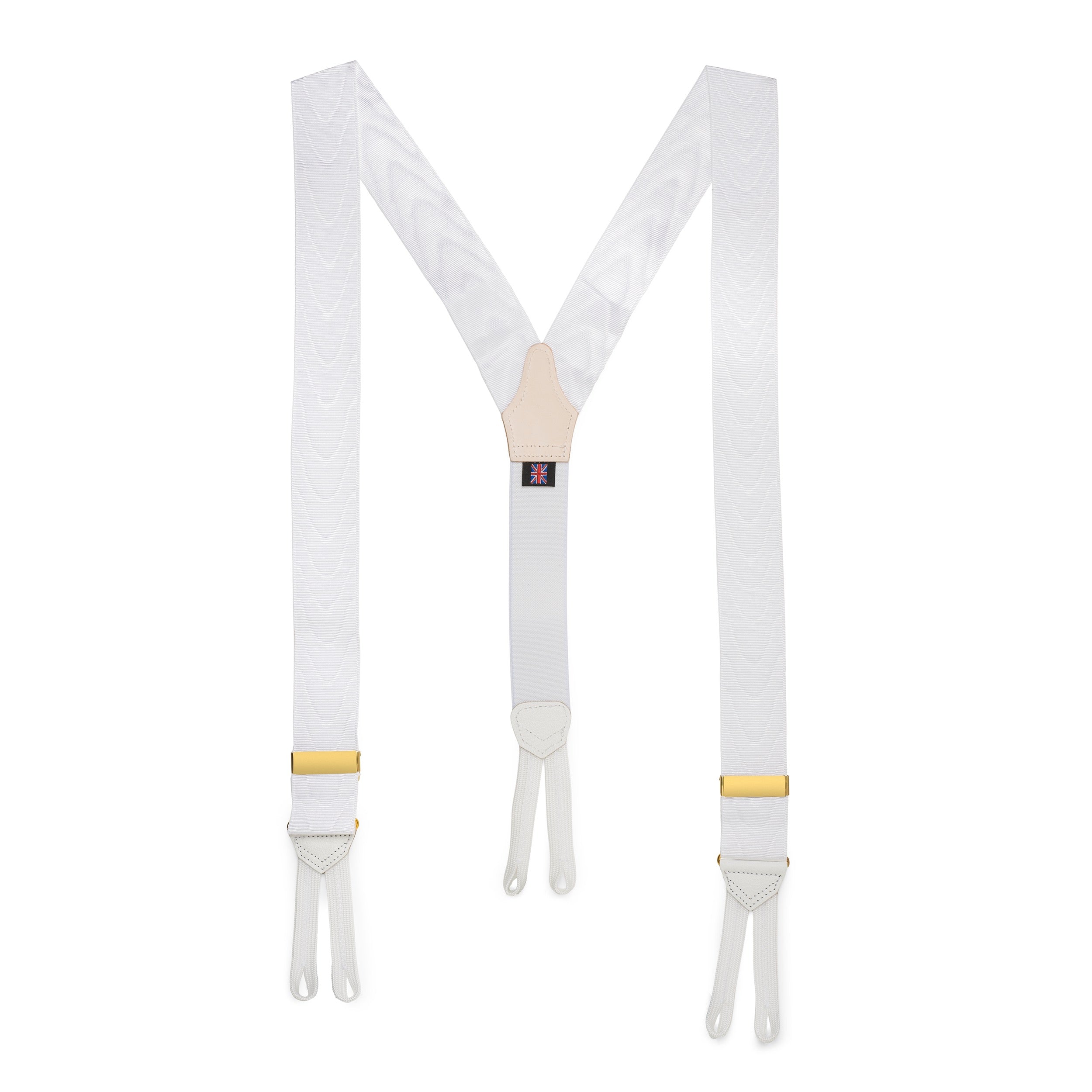 Silk Moire Braces In White
