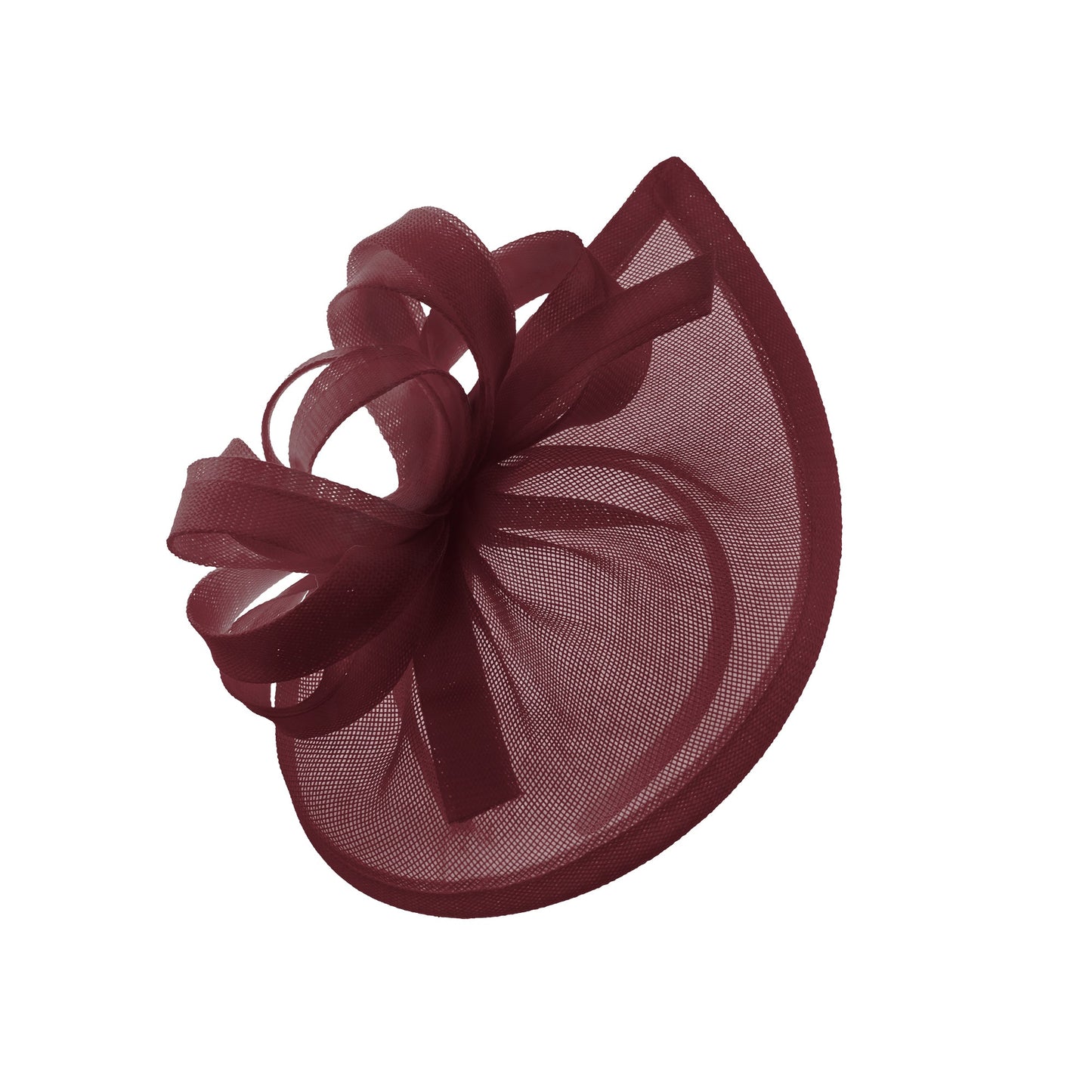 Caprilite Vegan MoonMix Hoop Fascinator Hat on Headband Wedding Ascot Races Bespoke Sinamay Disc - Burgundy Burgundy