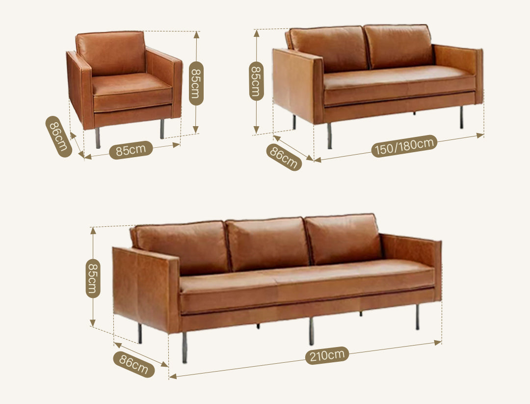 Barbican Two Seater, Three Seater Sofa, Real Leather
