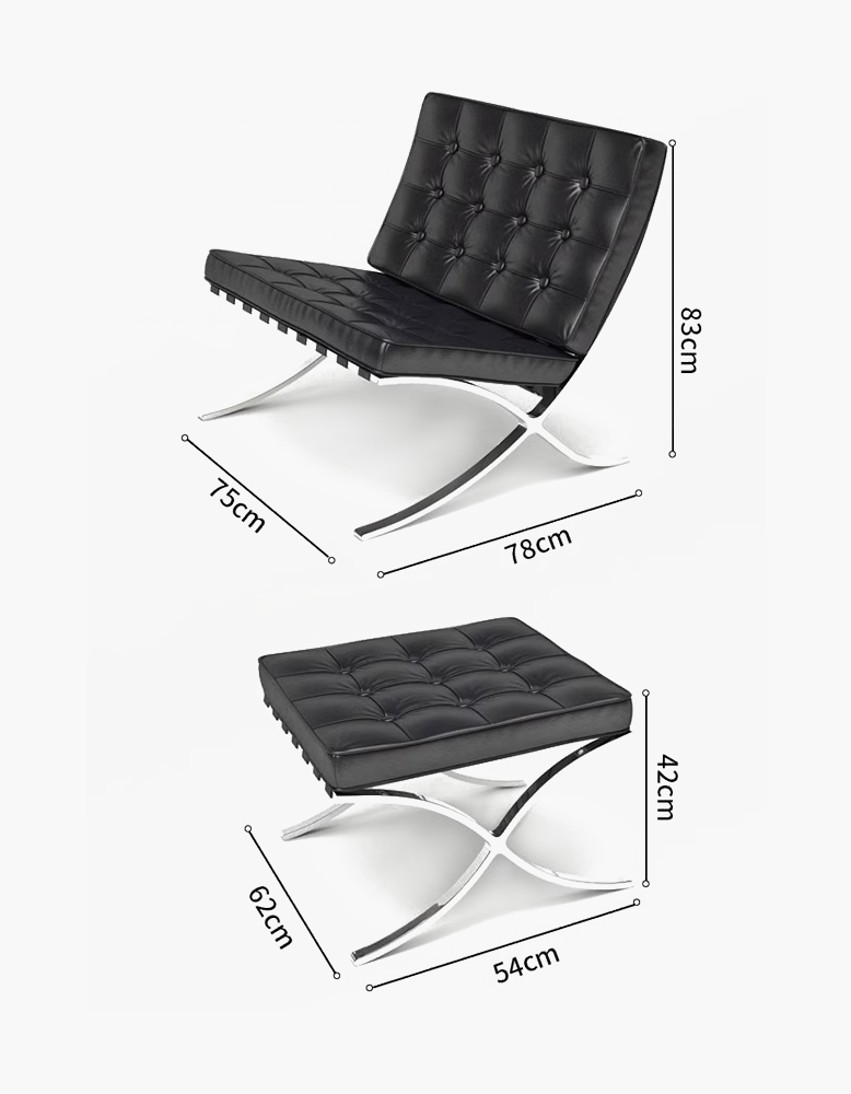 Barcelona Ottoman, Real Leather