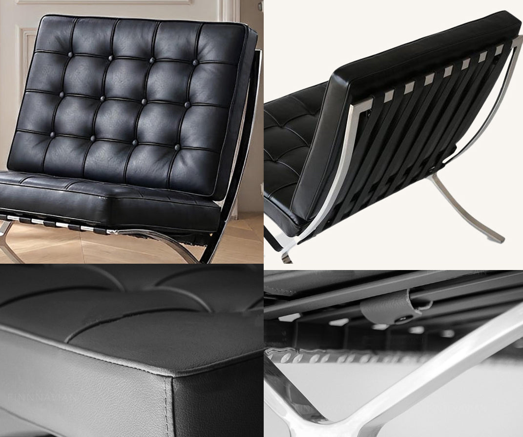 Barcelona Chair And Ottoman, Real Leather