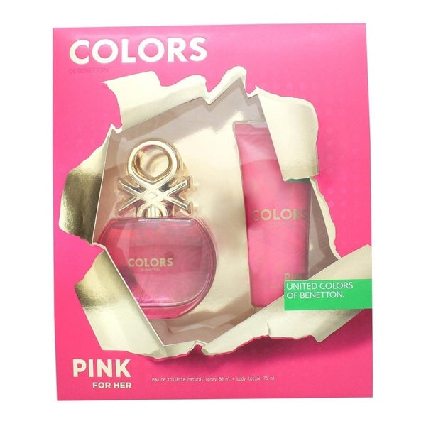 Benetton Colors de Benetton Pink Gift Set 80ml EDT + 75ml Body Lotion