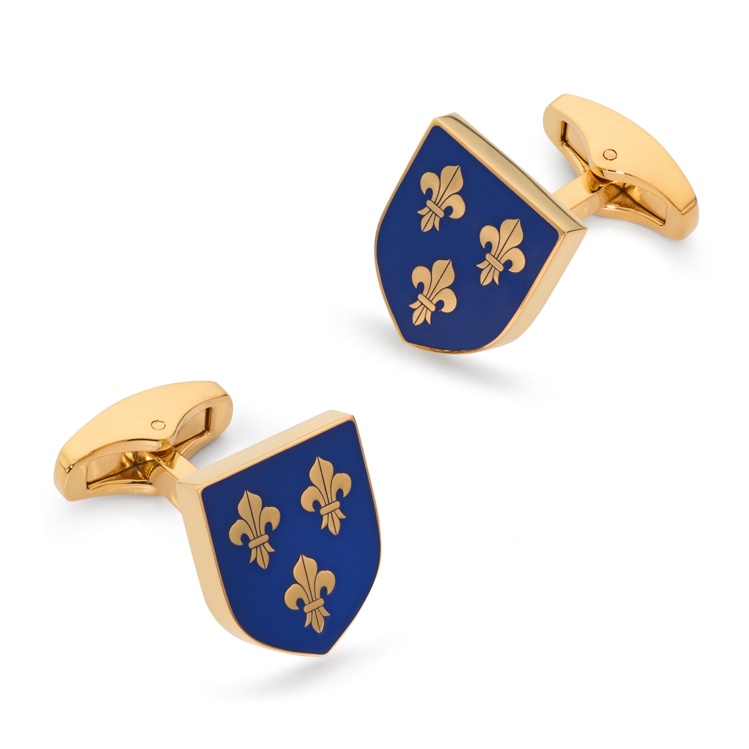 Fleur De Lys Shield Cufflinks In Imperial Blue