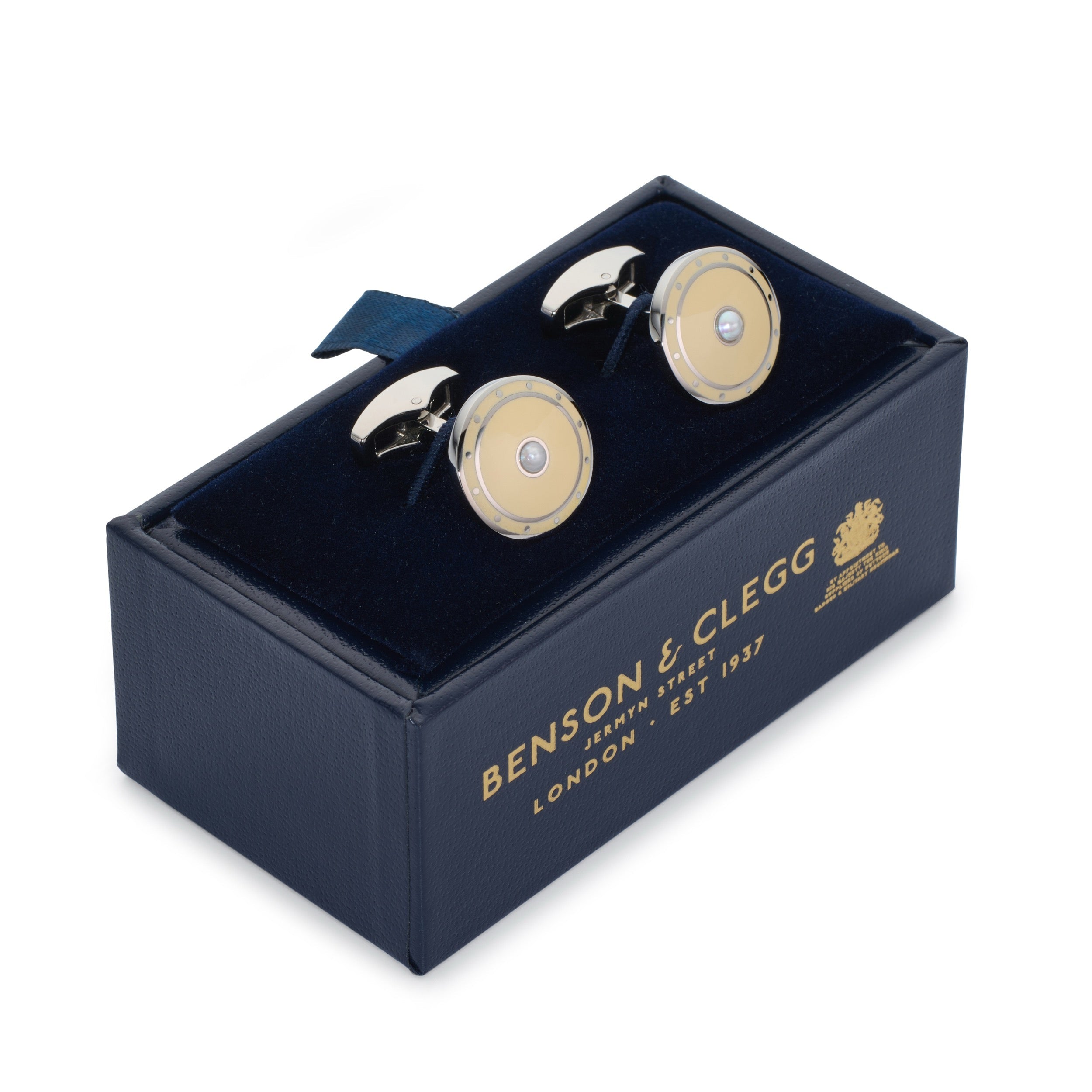Halo Cufflinks In Ivory Gold