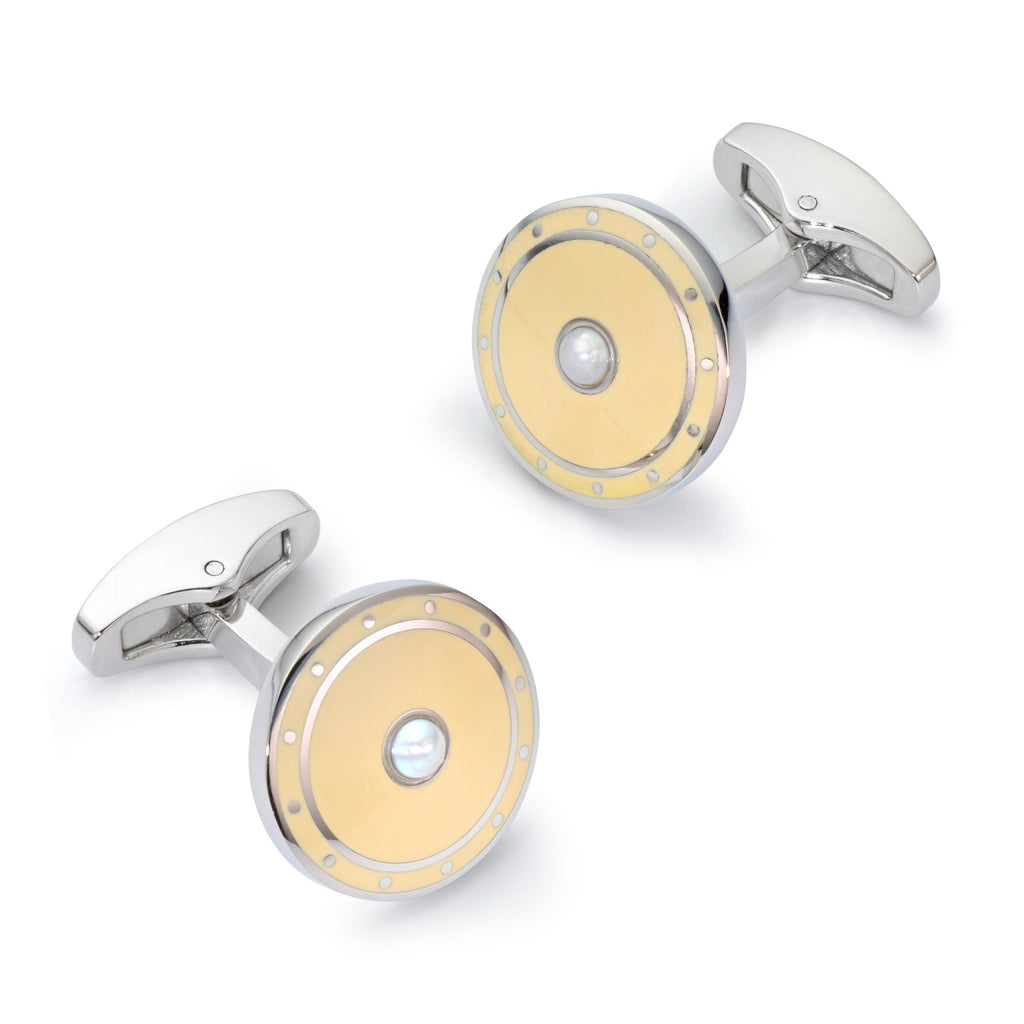 Halo Cufflinks In Ivory Gold