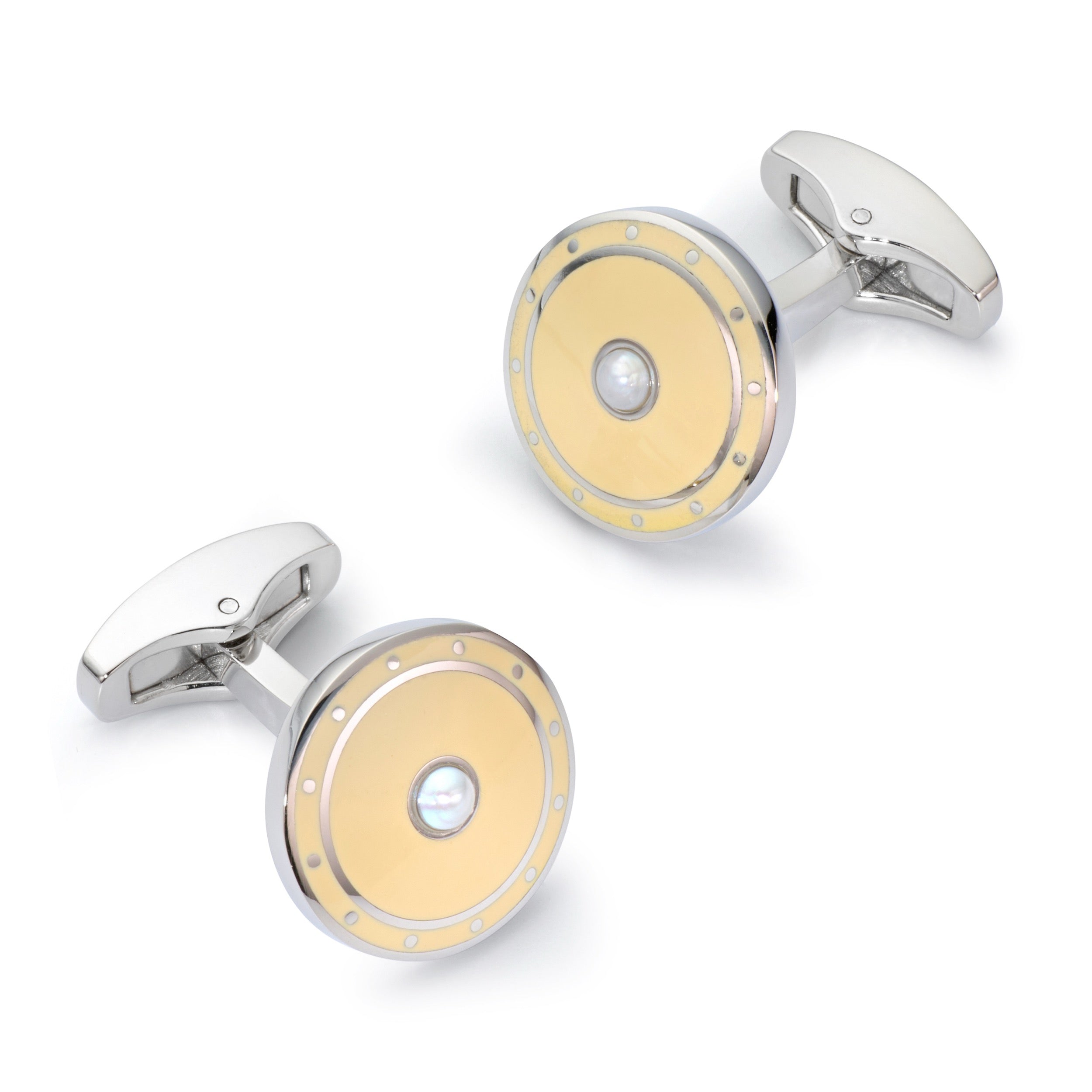 Halo Cufflinks In Ivory Gold