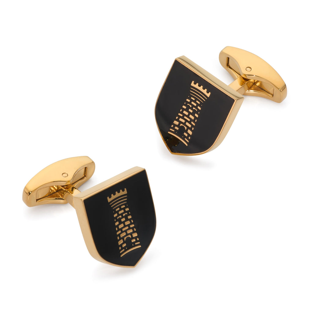 Heraldic Tower Shield Cufflinks In Onyx Black