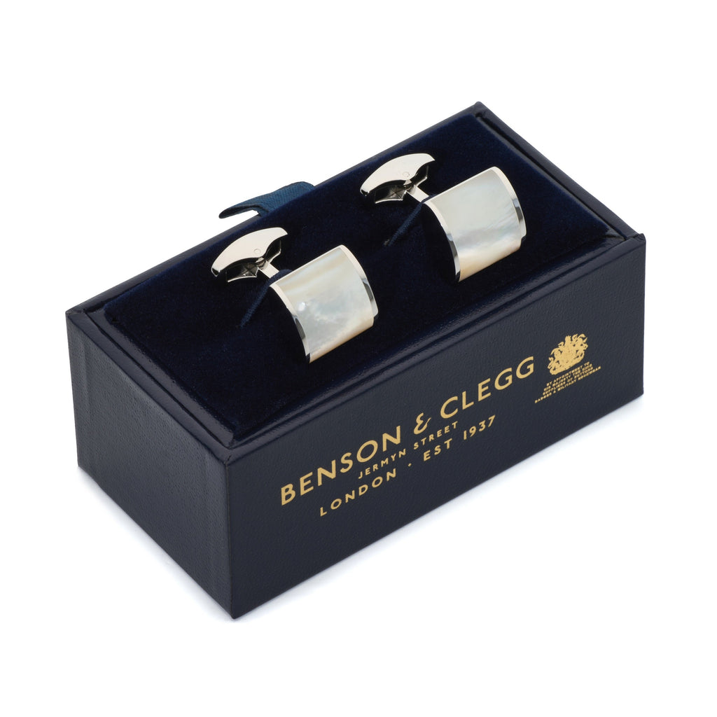 Neo Mother Of Pearl Cufflinks In Silver