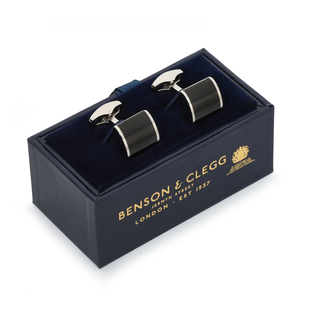 Neo Onyx Cufflinks In Silver