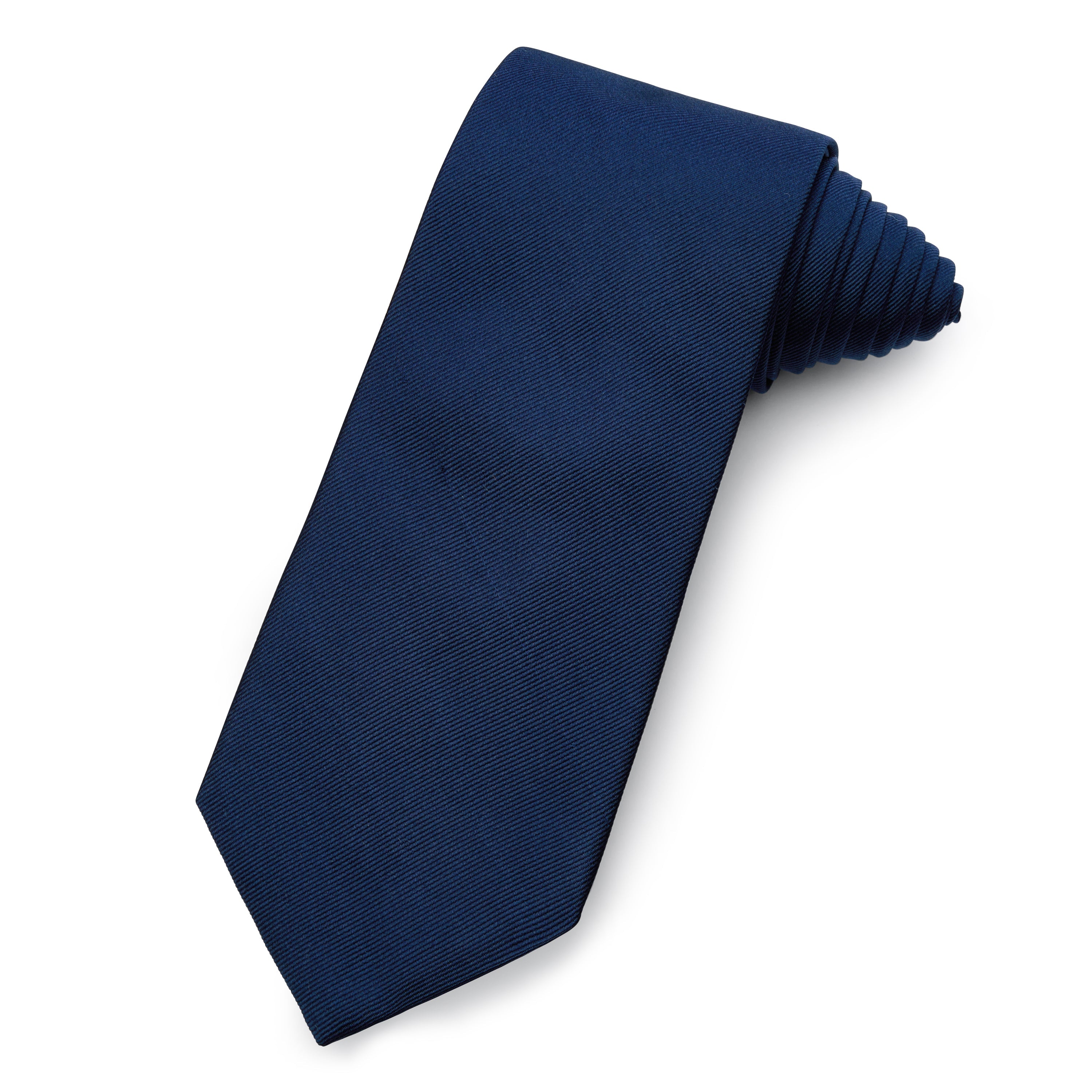 Plain Silk Reppe Tie In Navy Blue