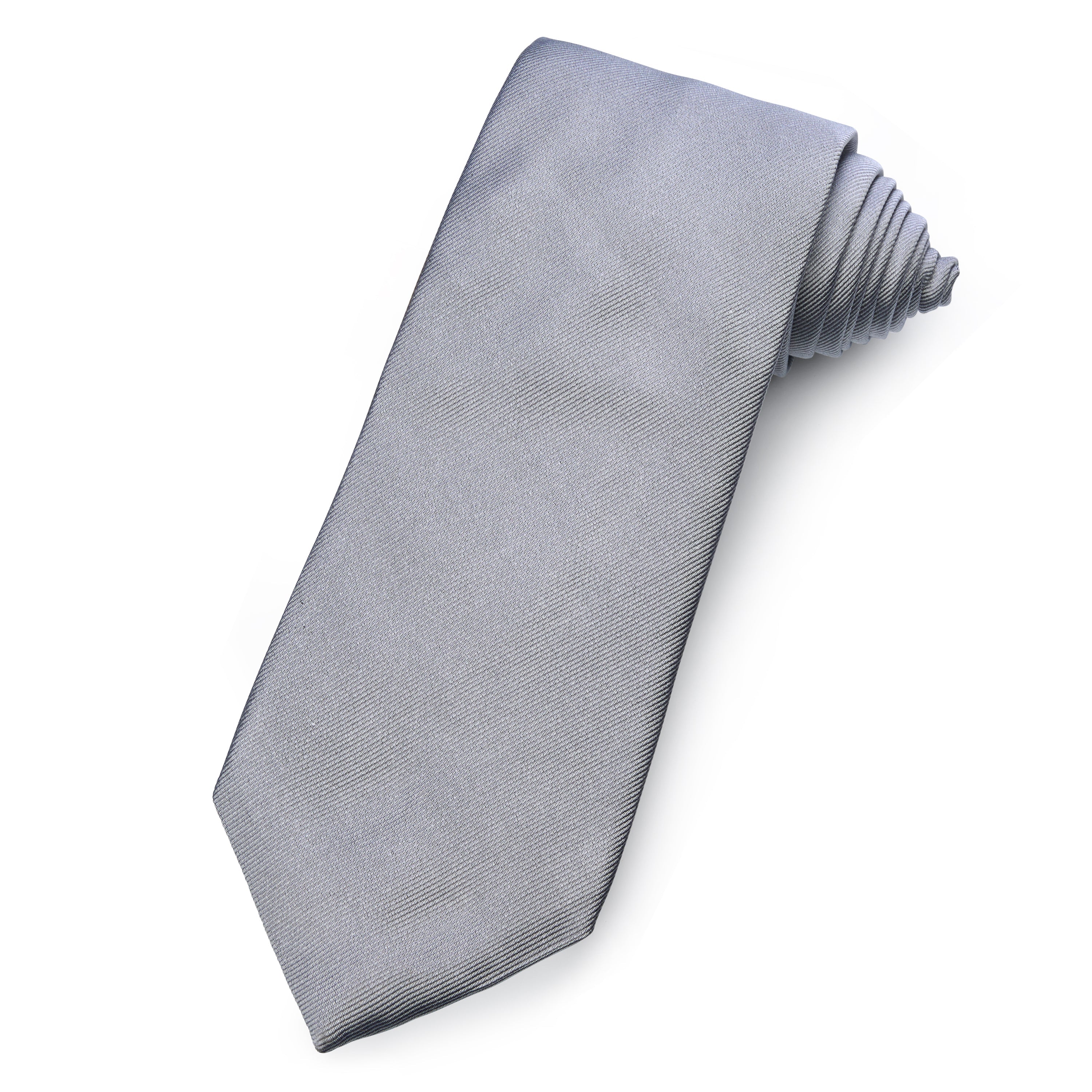 Plain Silk Reppe Tie In Pewter Silver