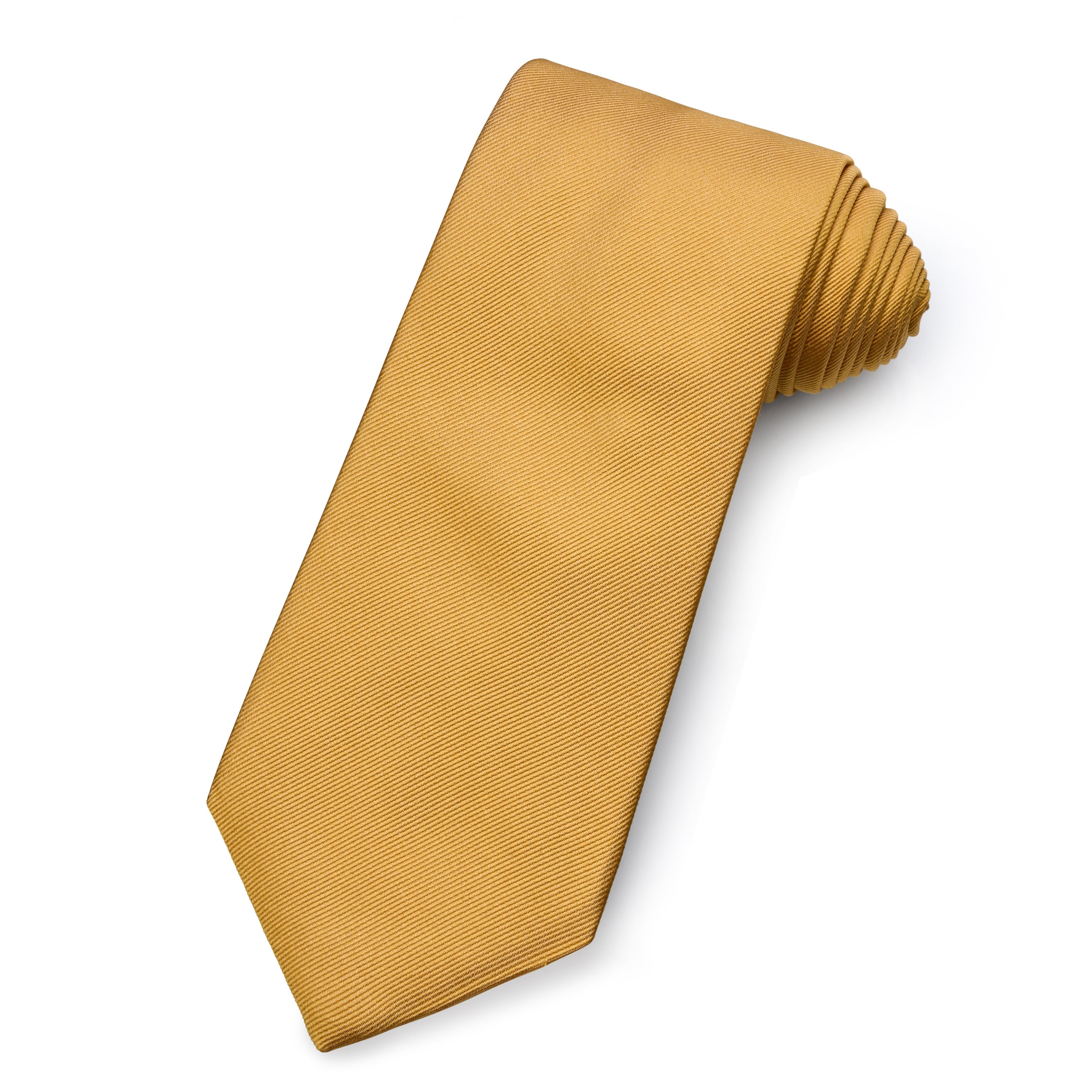 Plain Silk Reppe Tie In Regency Gold