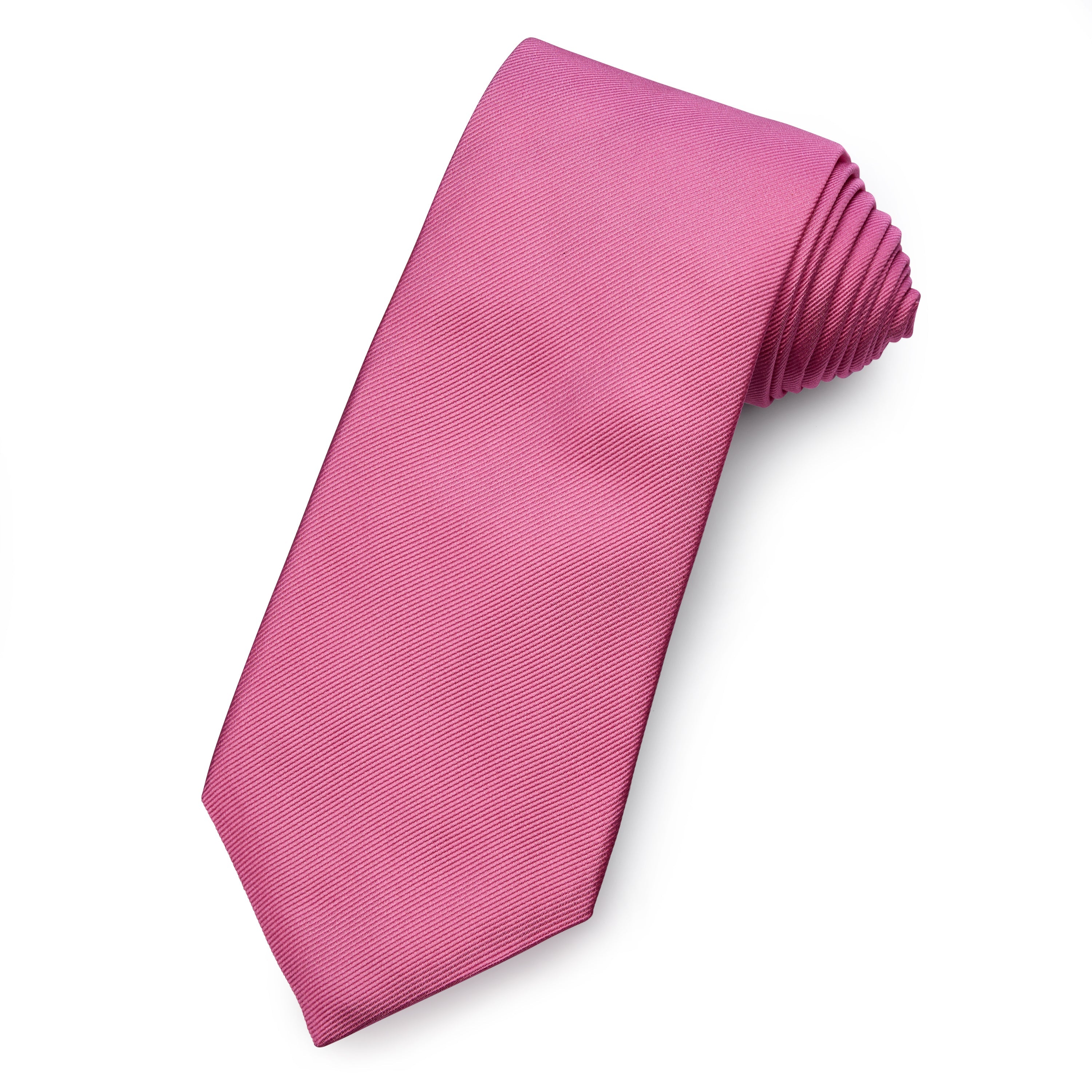 Plain Silk Reppe Tie In Rose Pink
