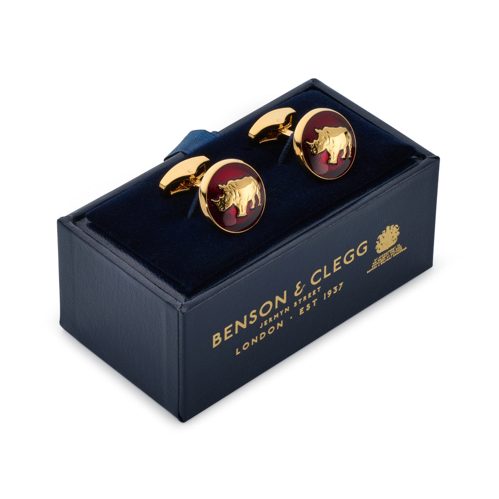 Rhino Cufflinks In Red