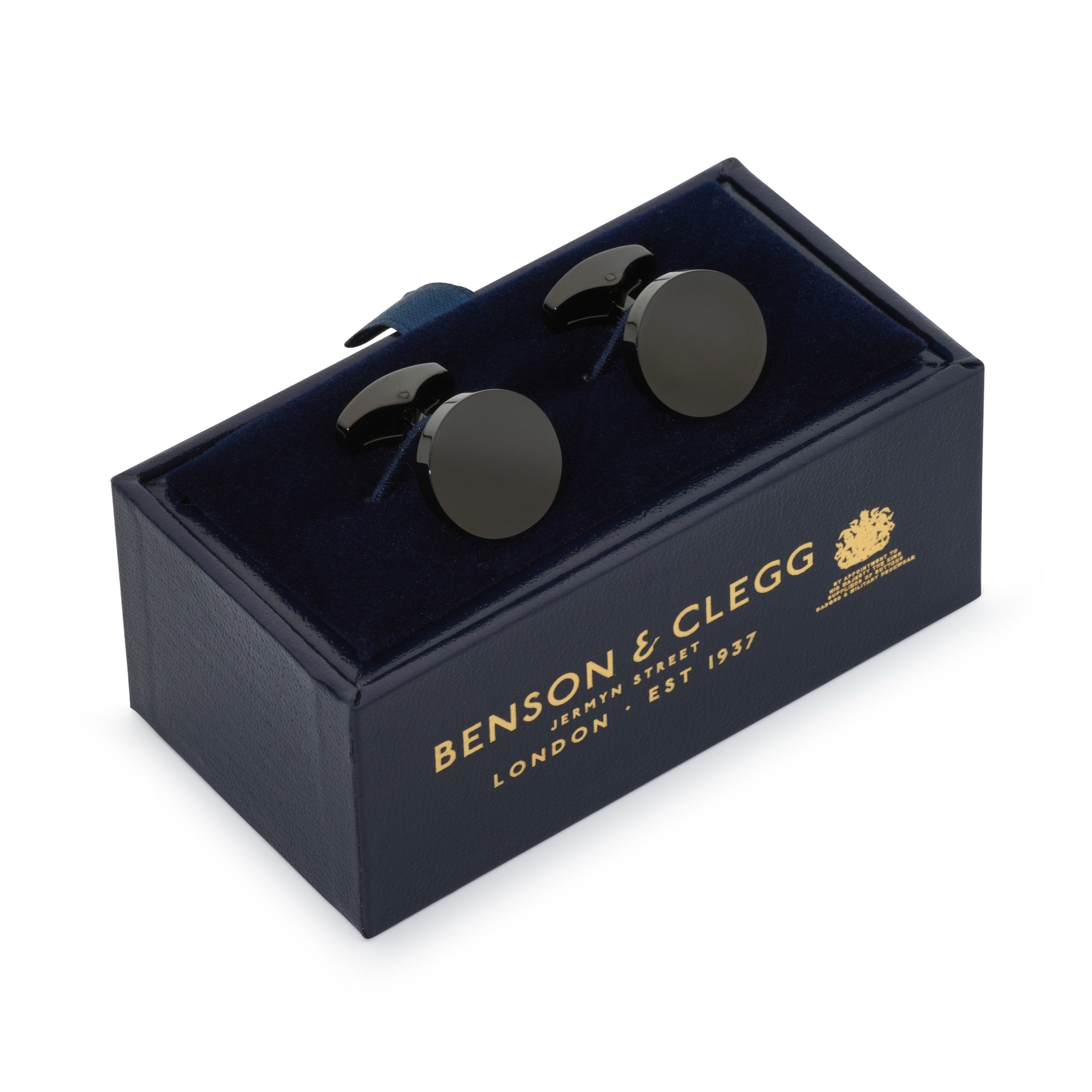 Round Cufflinks In Gun Metal
