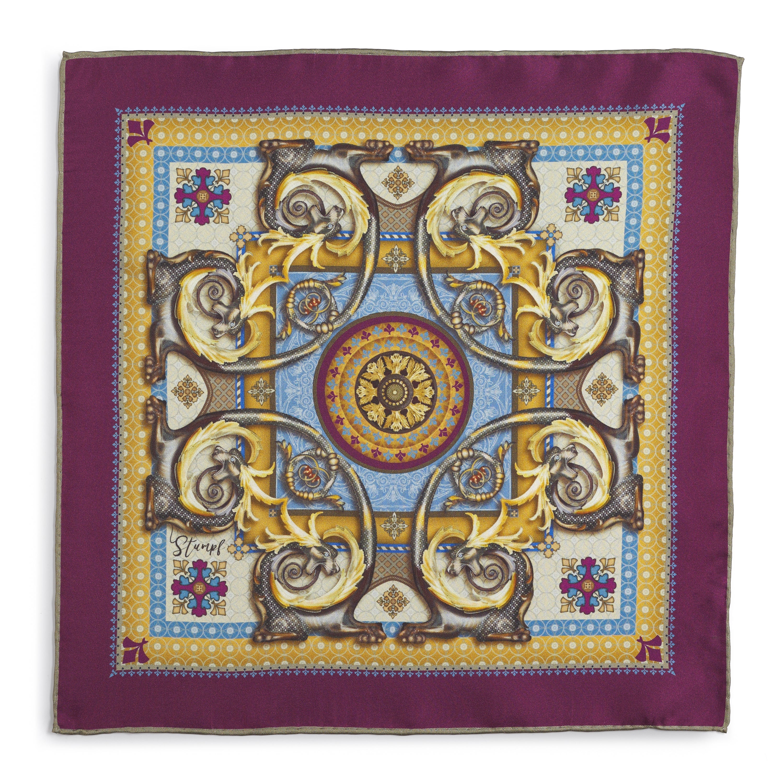 Burlington House Academy Gate Claret Pocket Square