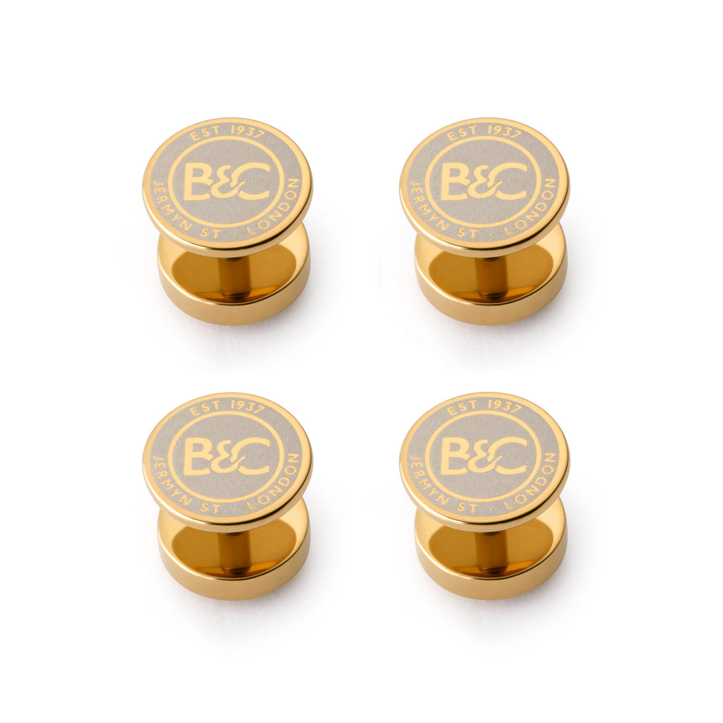 Mother Of Pearl Dress Studs In Gold