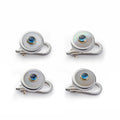 Sterling Silver And Mother Of Pearl With Blue Topaz Dress Studs