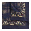Ornate Paisley Silk Pocket Square In Navy
