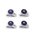 Sterling Silver And Lapis Lazuli With 9ct Gold Stitch Dress Studs