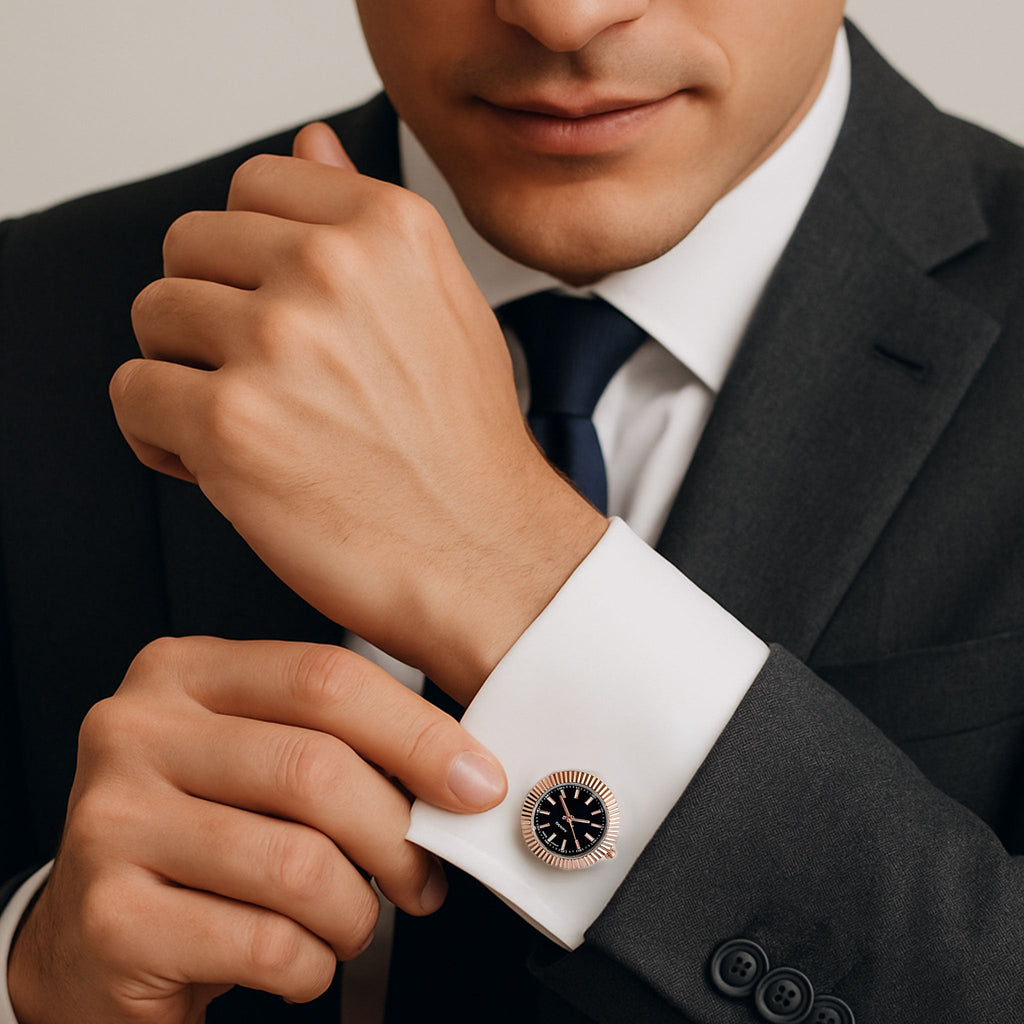 Working Watch Cufflinks In Rose Gold
