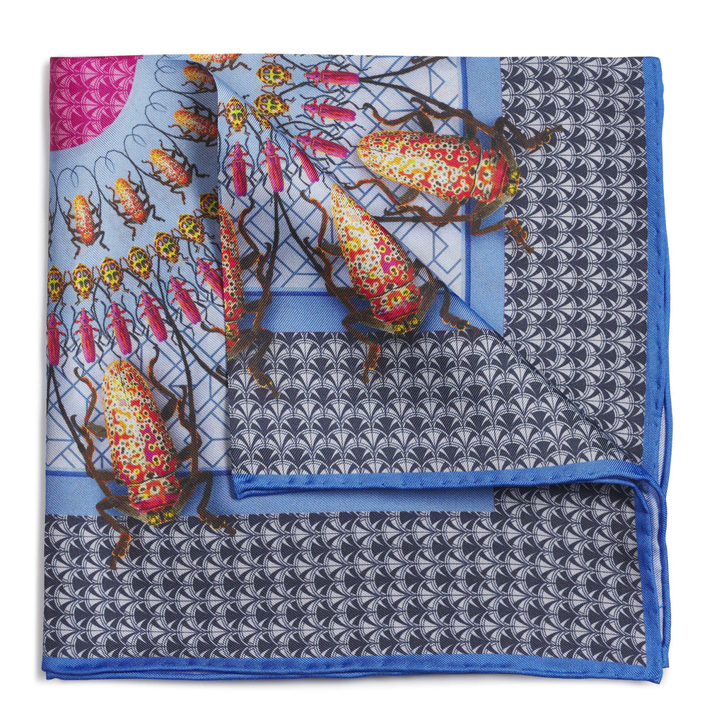 Beetle Parade Sky Pocket Square