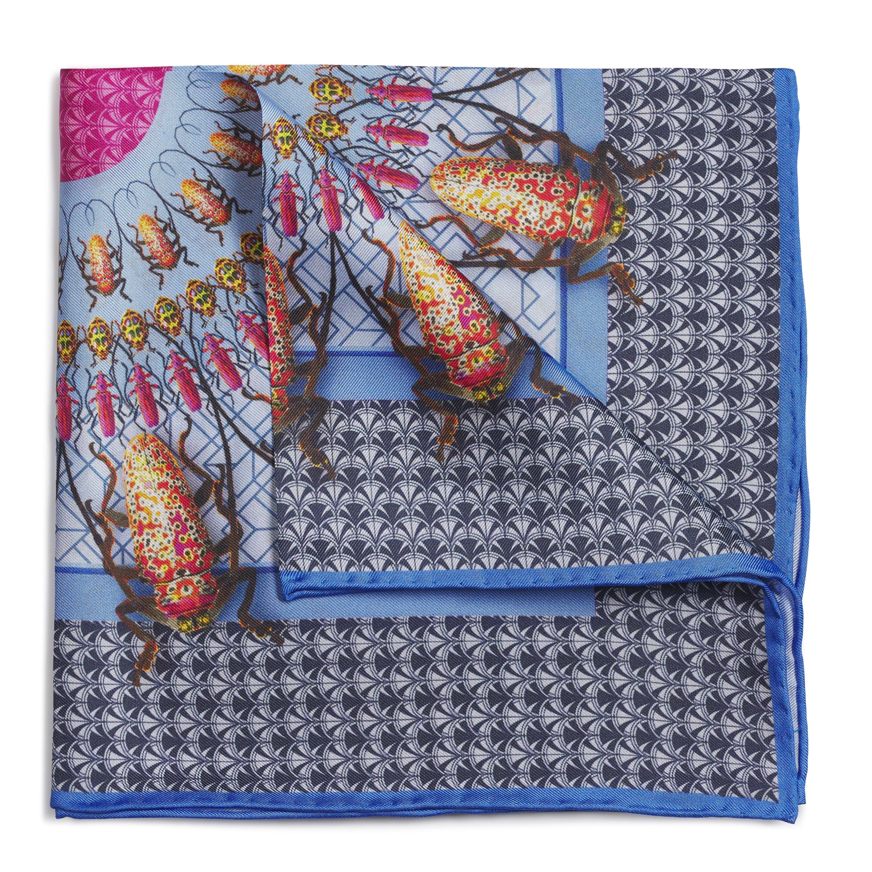 Beetle Parade Sky Pocket Square
